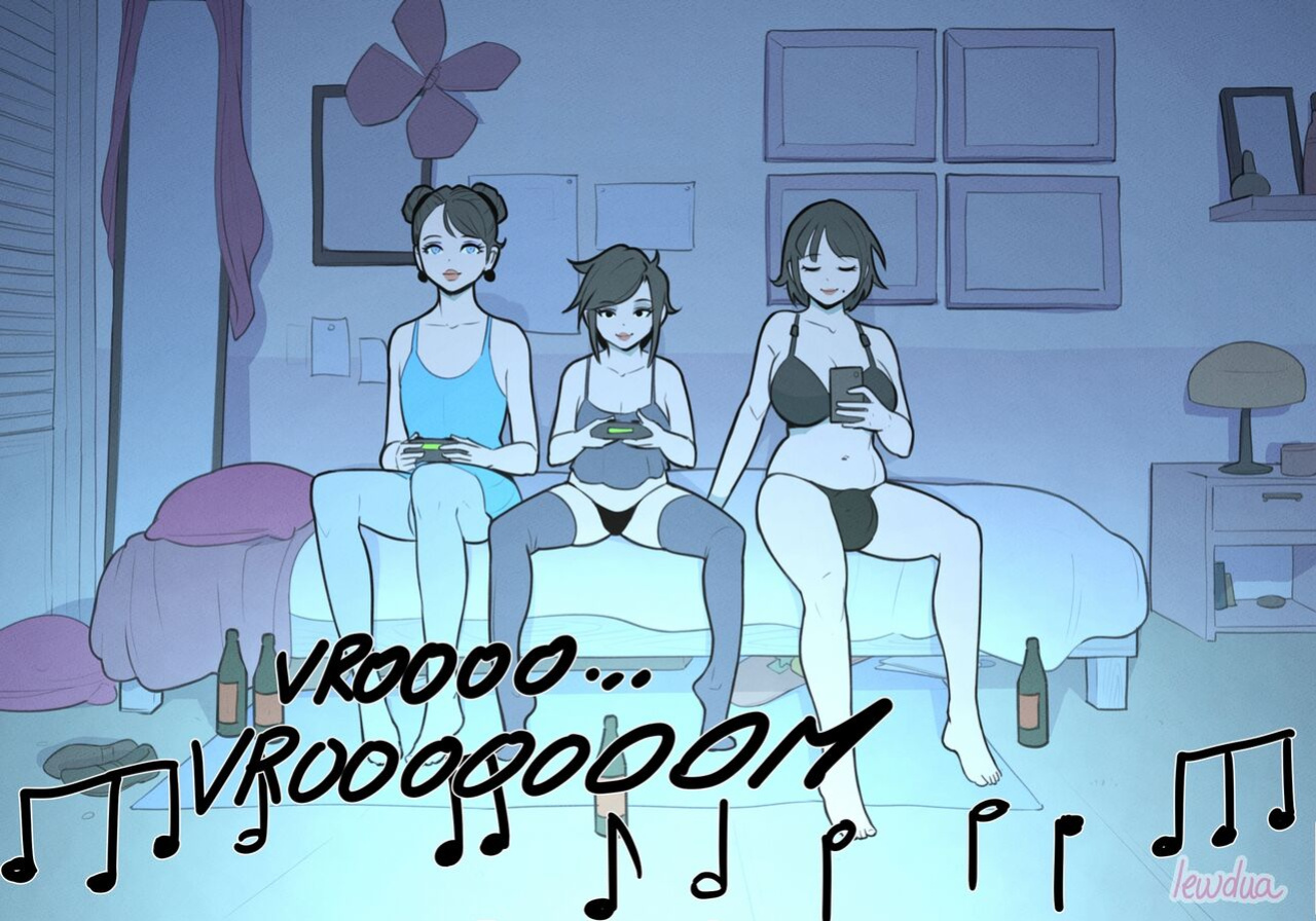 [Lewdua] Alice and Alison Playing Games with the Secret Lover at Night