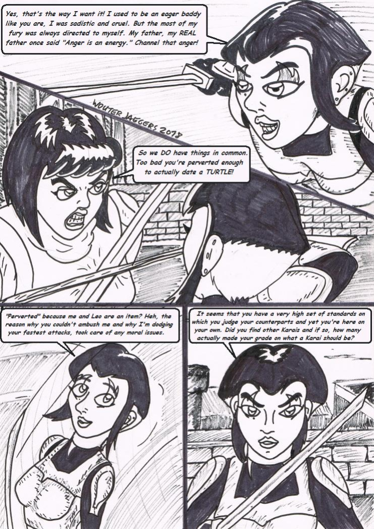 Teenage mutant Ninja Turtles: Karai versus Karai.
