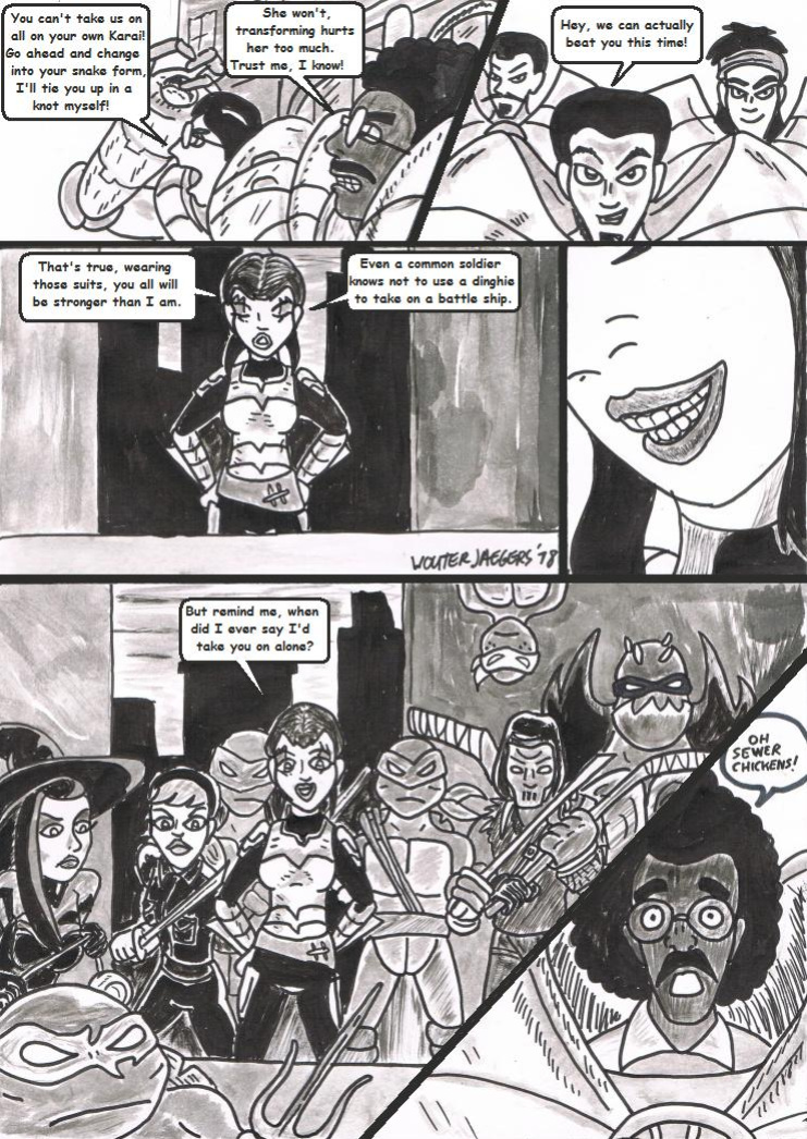 Teenage mutant Ninja Turtles: Karai versus Karai.