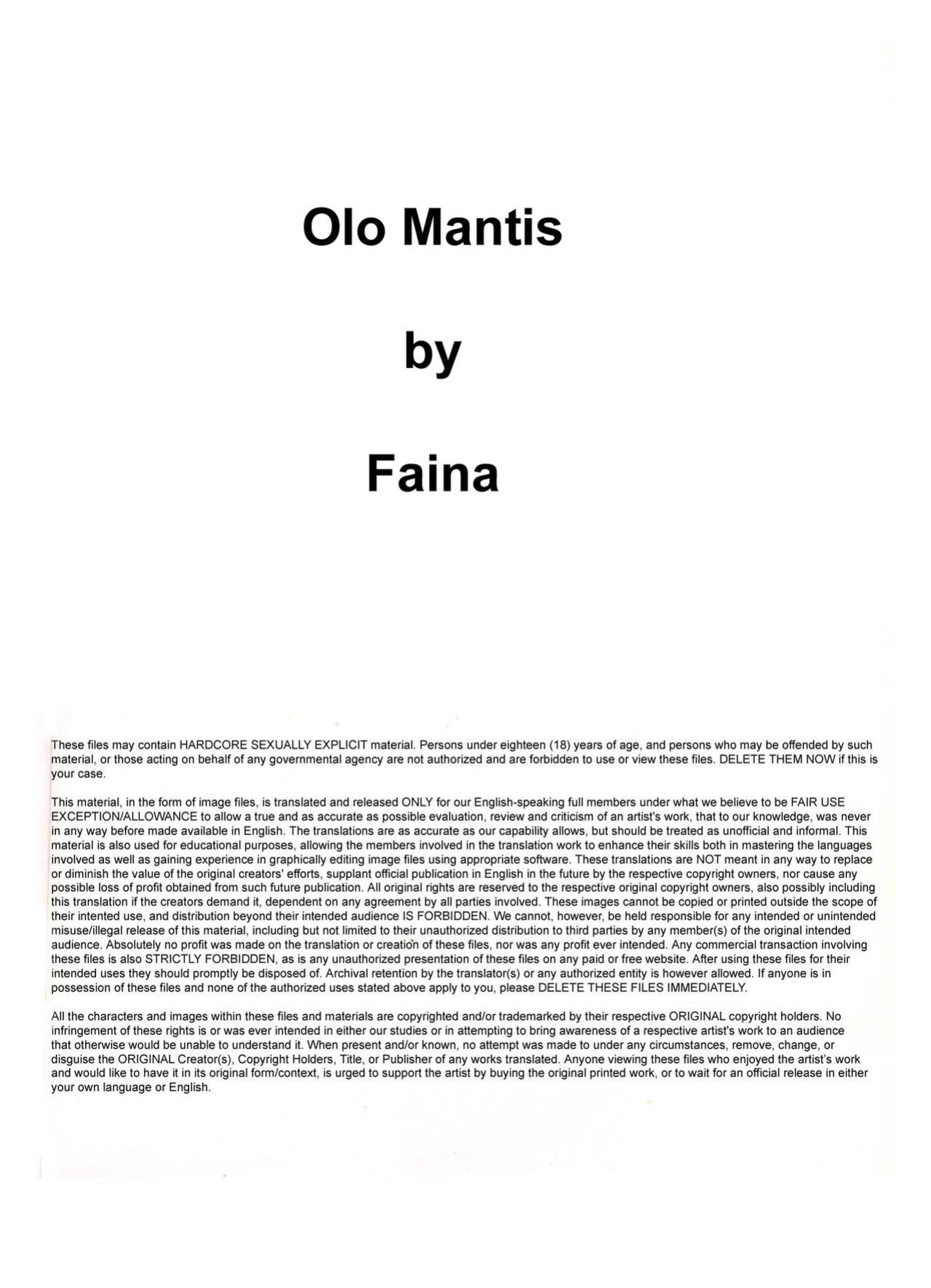 [Fabrizio Faina] Olo Mantis {Loops}