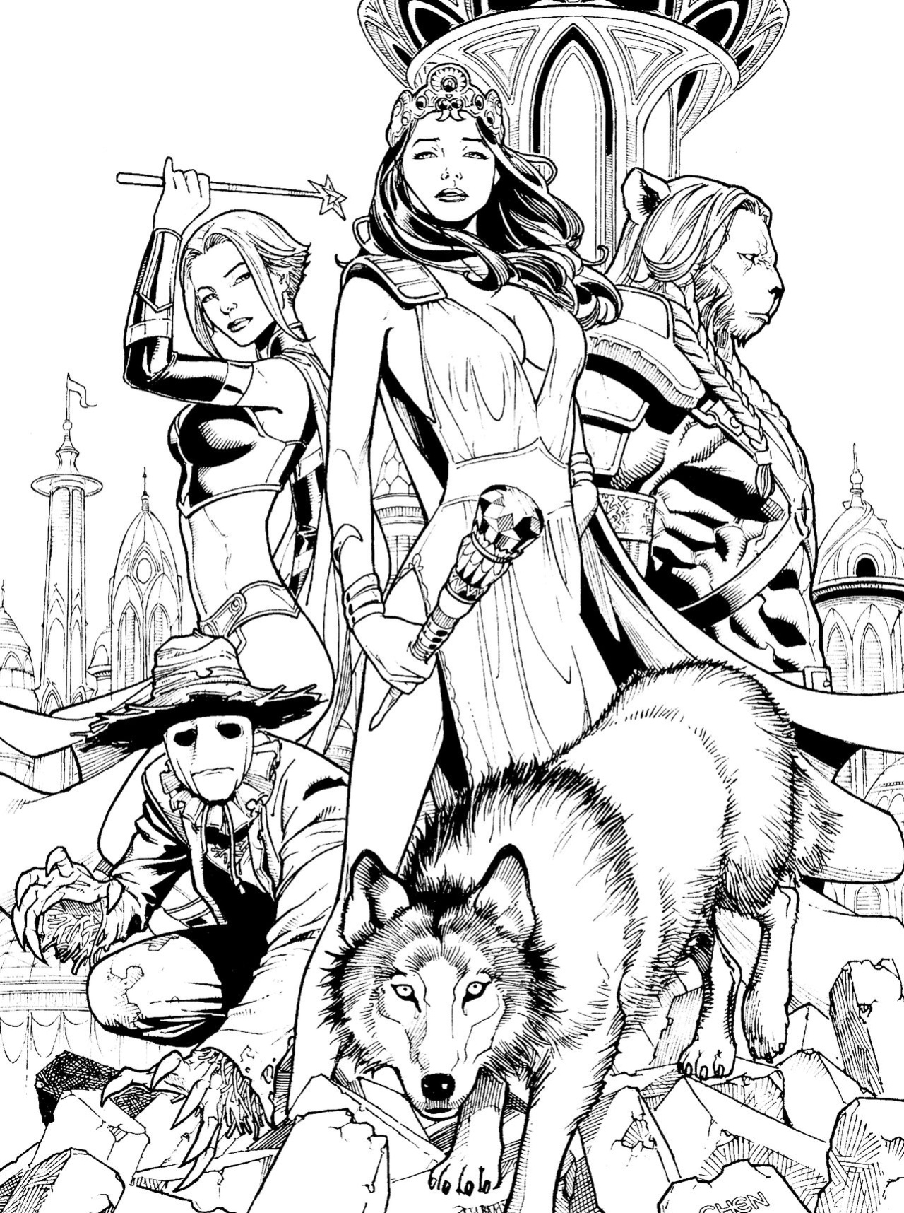 Grimm Fairy Tales Adult Coloring Book