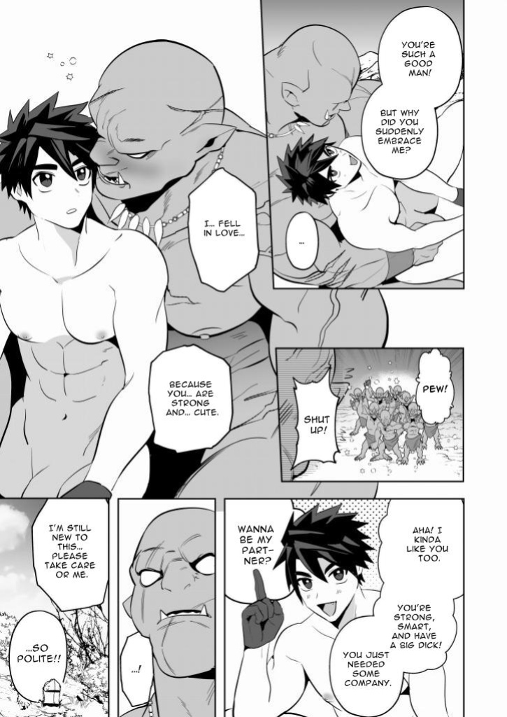 [Yamiochi Shita Murabito (Yamito)] Yuusha Haiboku! Shinjin Yuusha to Dekamara no Orc | Hero Defeated! ~Noobie Hero and the Big Dick Orc~ [numbuh1]