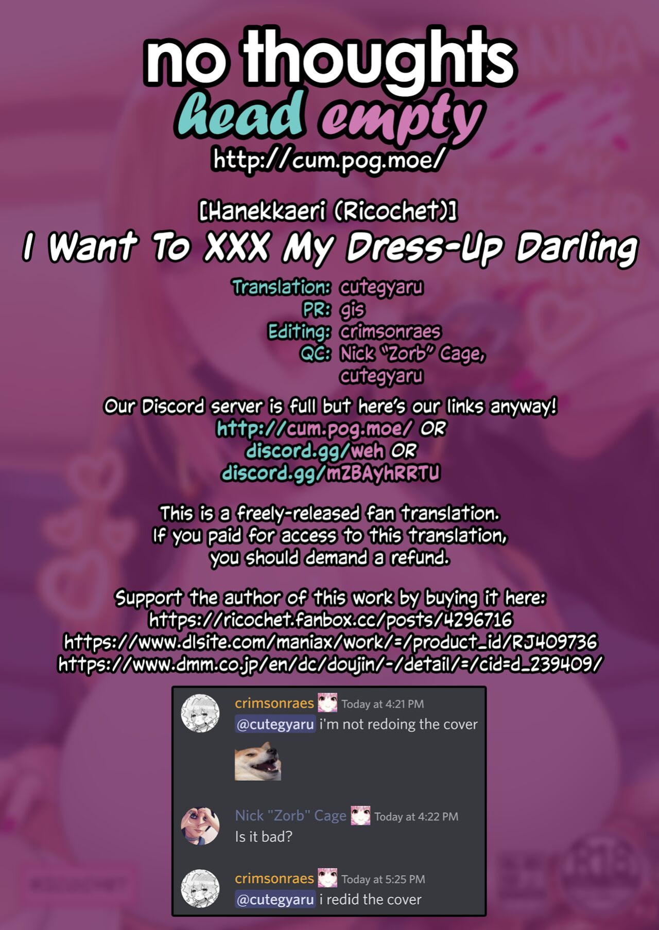 [Hanekkaeri (Ricochet)] Sono Kisekaeningyo wa ××× o Suru | I Wanna ××× My Dress-Up Darling (Sono Bisque Doll wa Koi o Suru) [head empty]