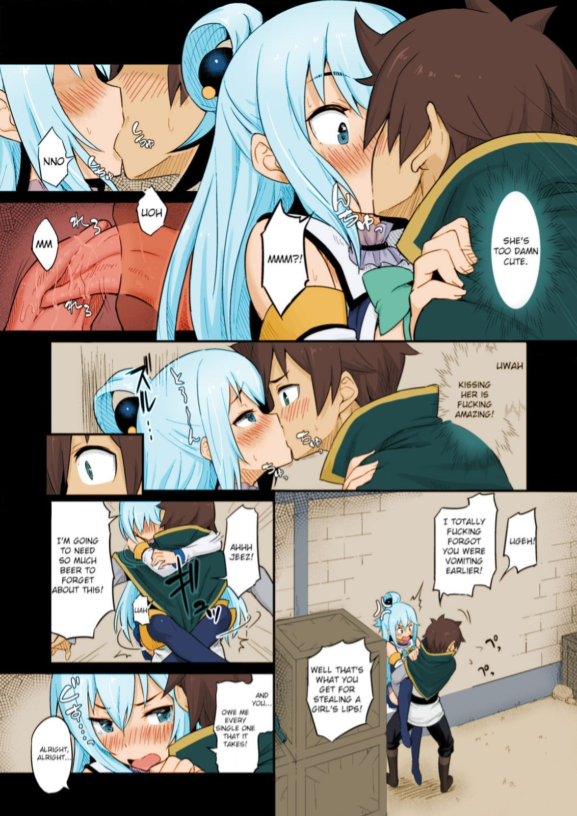 [Pirokobo (Piro)] Damegami-sama wa Nomisugi ni Gochuui o! (Kono Subarashii Sekai ni Syukufuku o!) [Colorized]