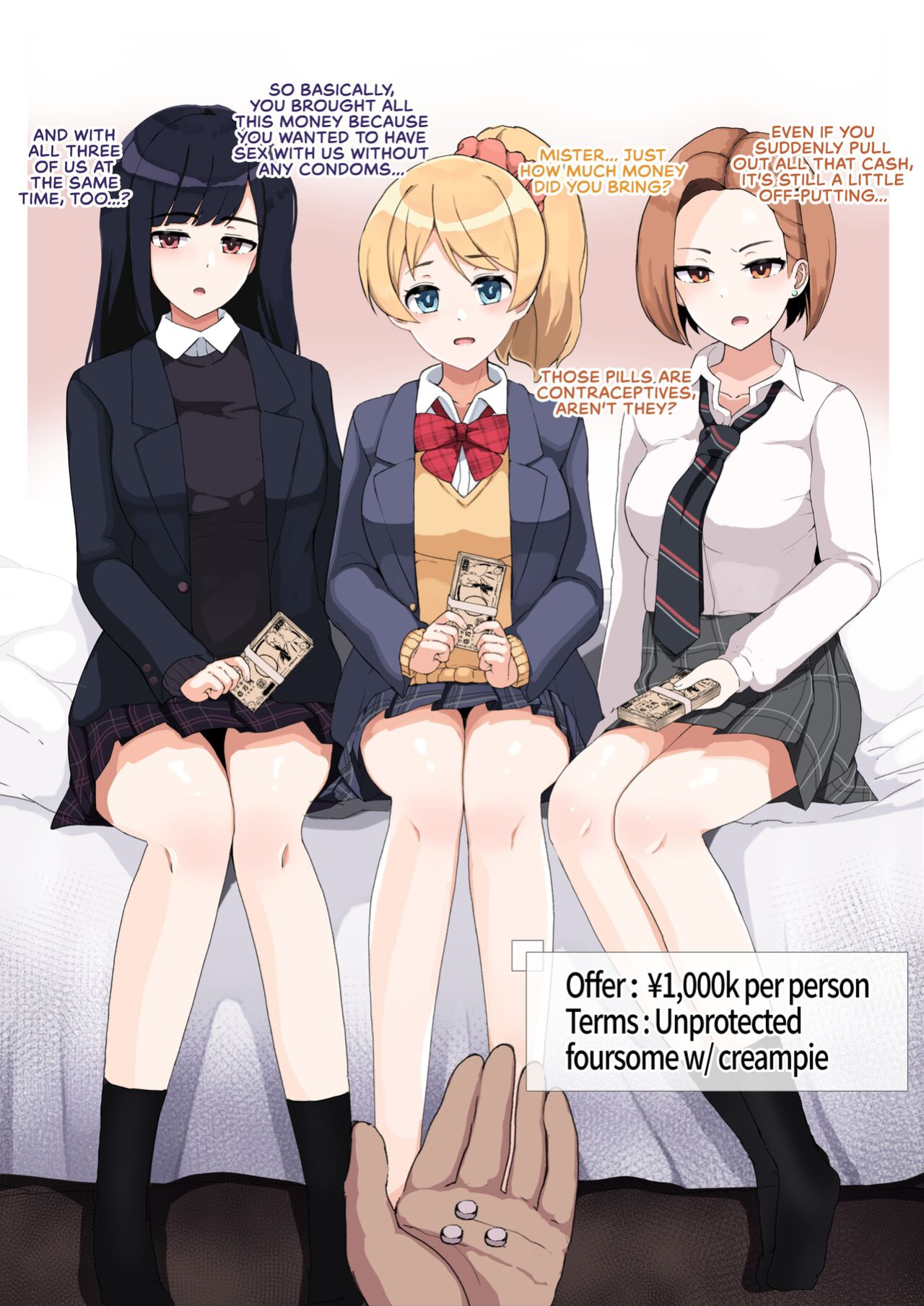[Sasanoha Toro] Enkou 4P Harem Musekinin Nakadashi H ~Enjoukousai de Seifuku Shoujo 3-Nin ni Nama de Nakadashi Shimakuru~ [Shizuhaki]