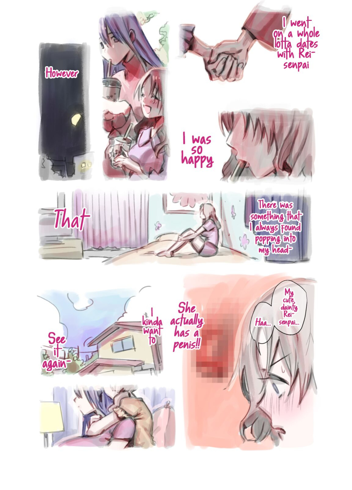 [Tosha Pink (Chimeda)] Daisuki na Senpai ga Futanari datta kedo Mushiro Shiawase desu | My Beloved Senpai is a Futanari!? I'm So Happy! [Mr_Person]