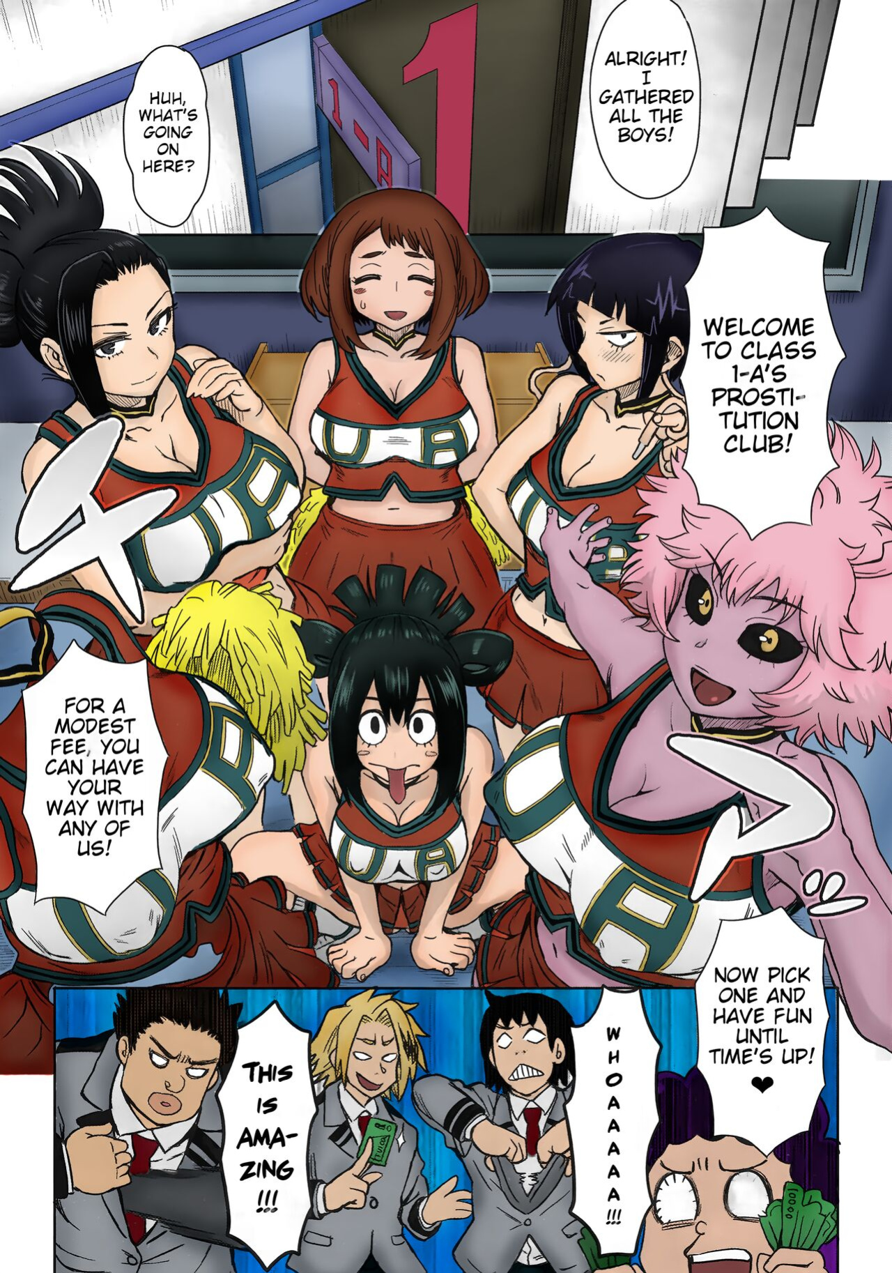 (C90) [Eight Beat (Itou Eight)] Uraraka Ura Fuuzoku | Uraraka's Behind-the-Scenes Prostitution (Boku no Hero Academia) [TekColor] [Colorized]