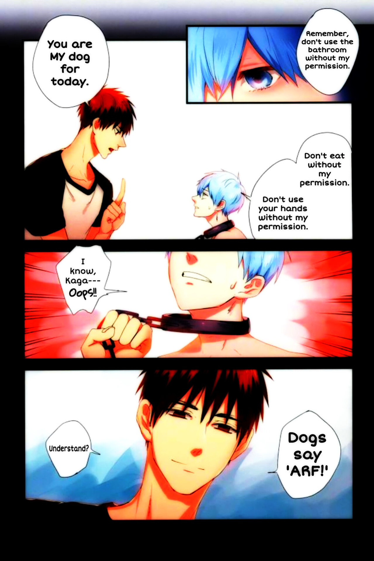 (C89) [Fuzai no Yamada (Yumoto)] Kubiwa wa Dare no Te ni | Whose Hand Pulls the Collar? (Fuzai no Yamada Sairokushuu Ni) (Kuroko no Basuke) [SpookyLatte]