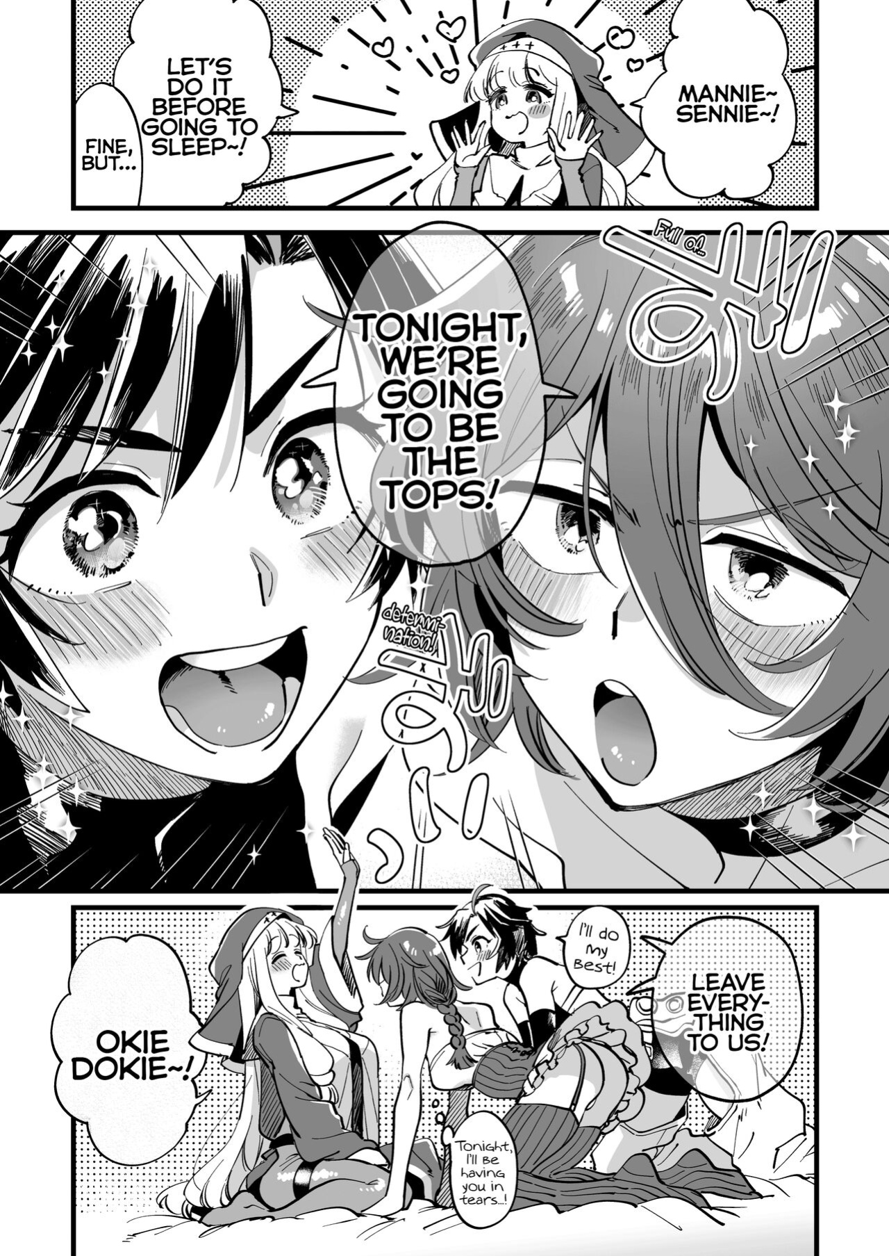 [Sonotaozey (Yukataro)] Nakayoshi Onna Boukensha wa Yoru ni Naru to Yadoya de Mechakucha Ecchi Suru | Party of Female Adventurers Fuck a lot at the Inn Once Nighttime Comes. [BoundaryTL & MMAG Translations]