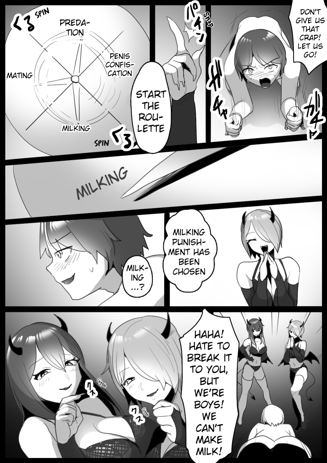 [Permission (Toppogi)] Sakubatsu ~Succubus Shimai ni Kachiku ni sarete Ochinchin o Shiborasechau Ohanashi~ | Sakubatsu ~Turned into Livestock and Getting our Penises Milked by Succubus Sisters~ (Pangean)