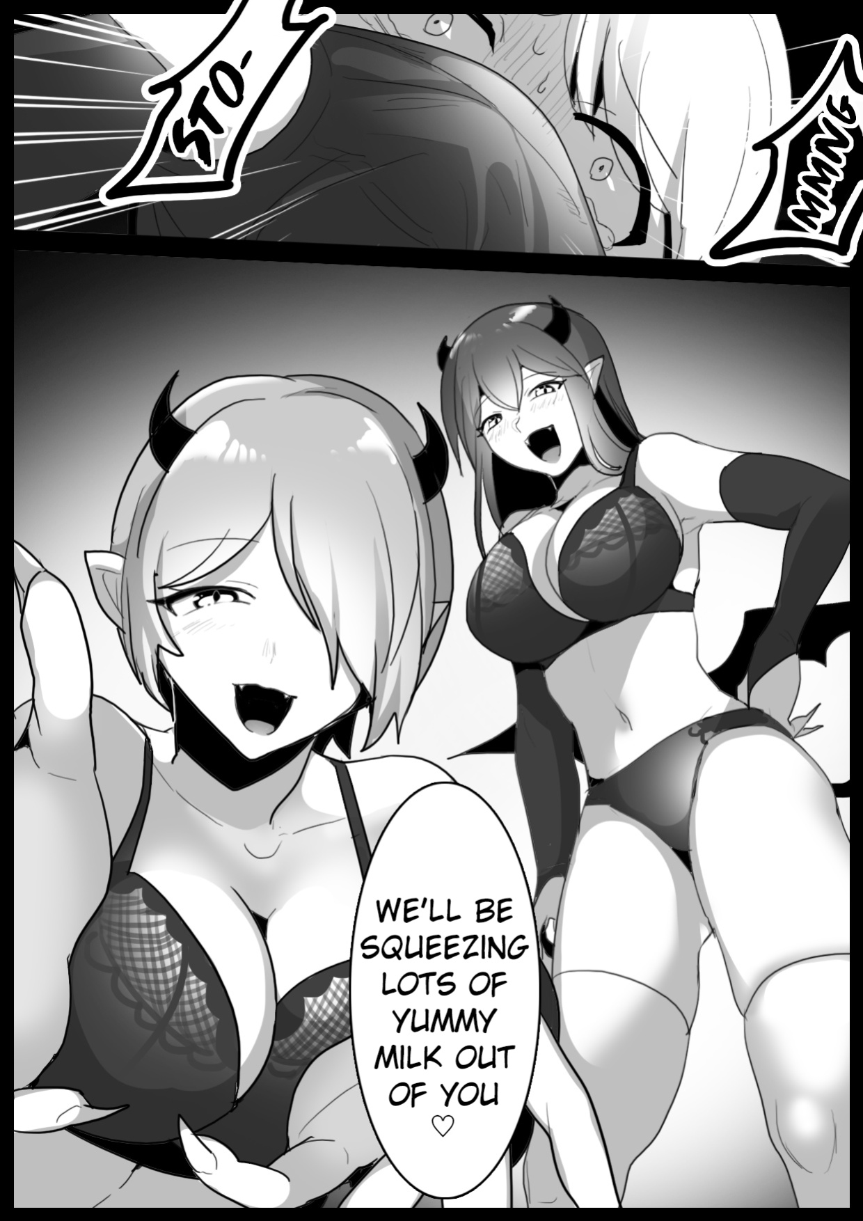 [Permission (Toppogi)] Sakubatsu ~Succubus Shimai ni Kachiku ni sarete Ochinchin o Shiborasechau Ohanashi~ | Sakubatsu ~Turned into Livestock and Getting our Penises Milked by Succubus Sisters~ (Pangean)