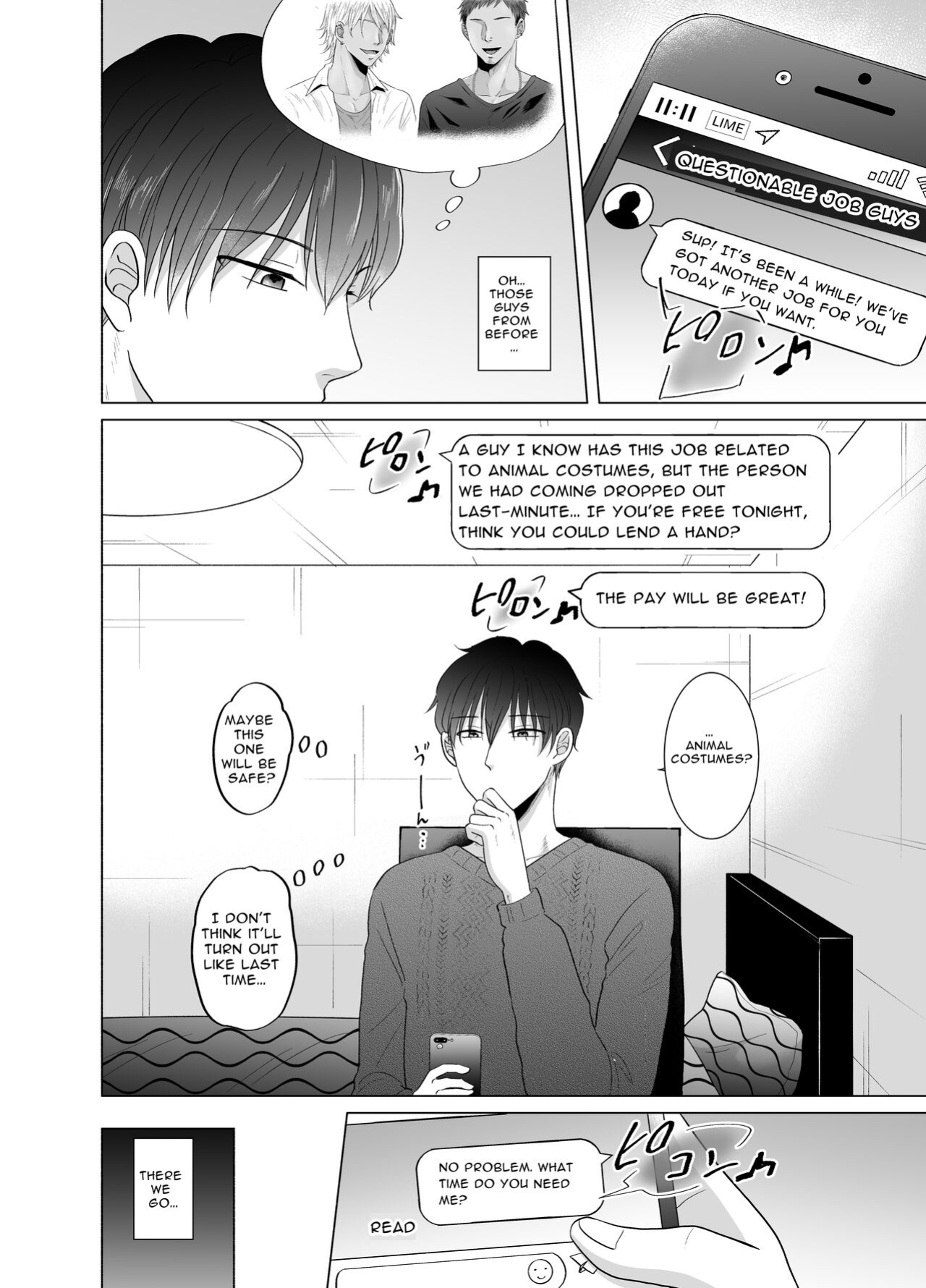 [Kanraitei (Beniko)] Kugakusei Touma-kun no Grey na Beit 2 ~Kigurumi Beit Hen~ | Toma's Questionable Part-time Job 2 [Tensei Works, Levy]