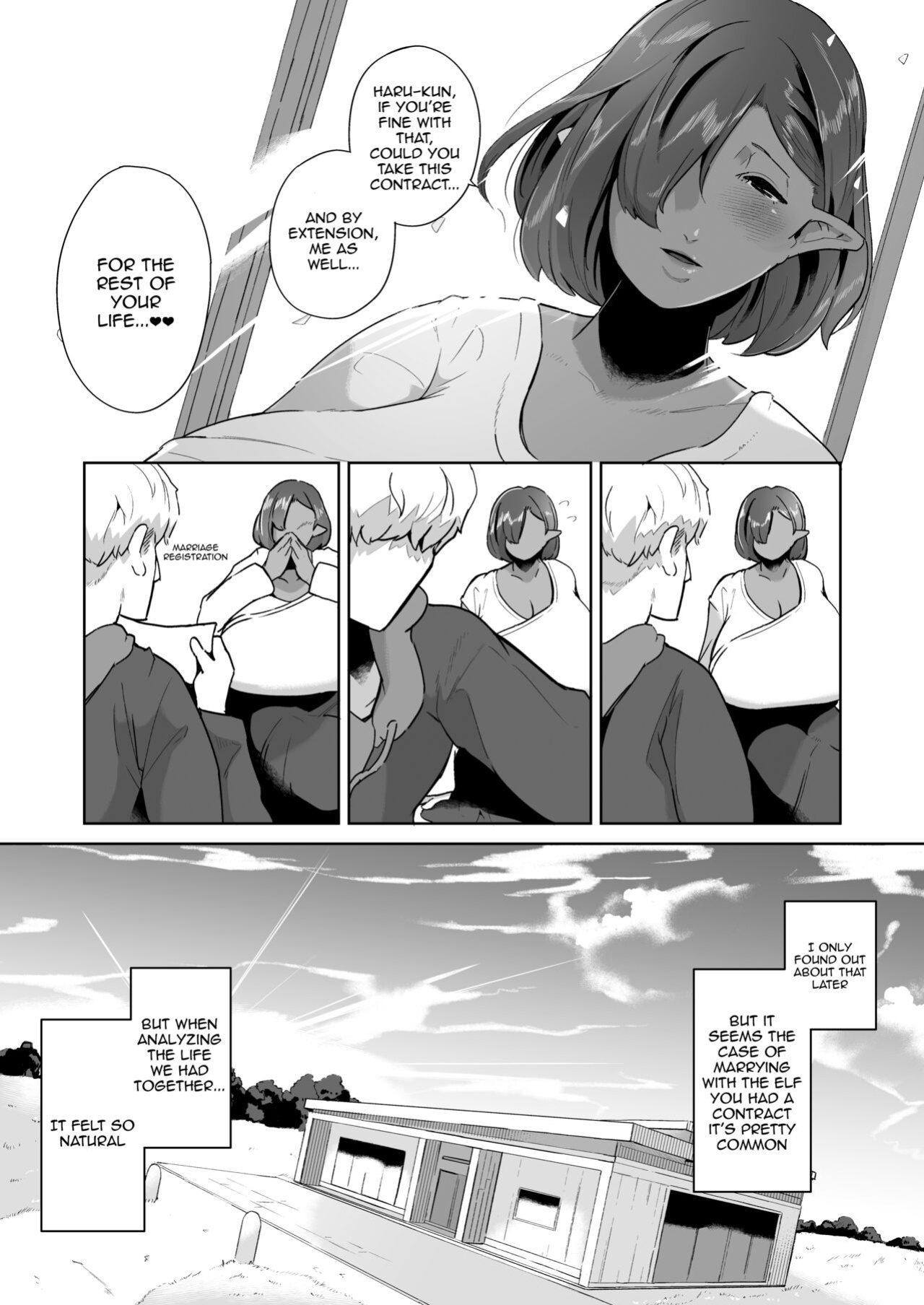 [Noumusai (Miyashiro Yousuke)] Mucchiri Dekachichi Dark Elf no Oba-san to Icha Love Fudeoroshi Seikatsu