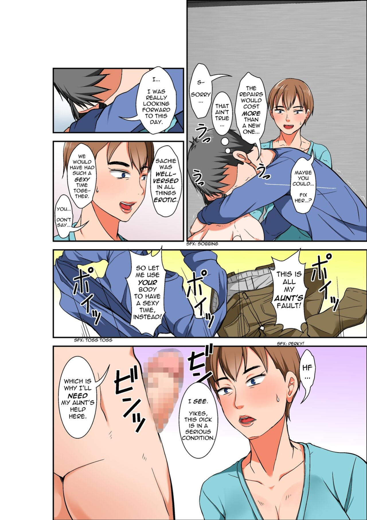 [Hoyoyodou] Hahaoya to SEX shiyou to shitara cho binkan taishitsu no oba ga wana ni kakatta hanashi | A story of how I paid for sex with mom, but got my hypersensitive aunt instead [incogna777]