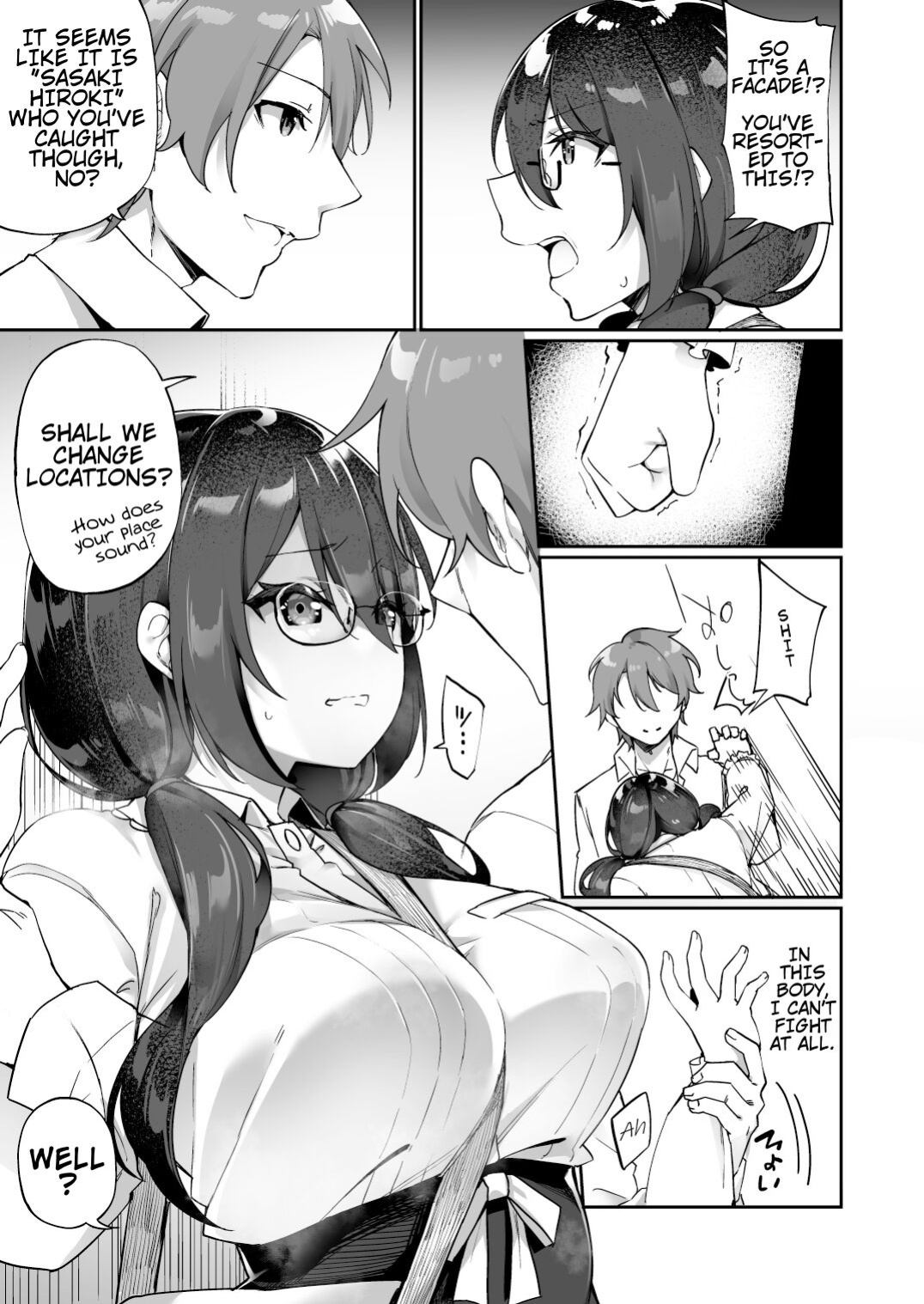 [Amuai Okashi Seisakusho (Kanmuri)] I Switched Bodies with my Large-Breasted Yandere Junior Who is Aroused Just by Hearing the Sound of My Voice! [Round Circle Translation Group]