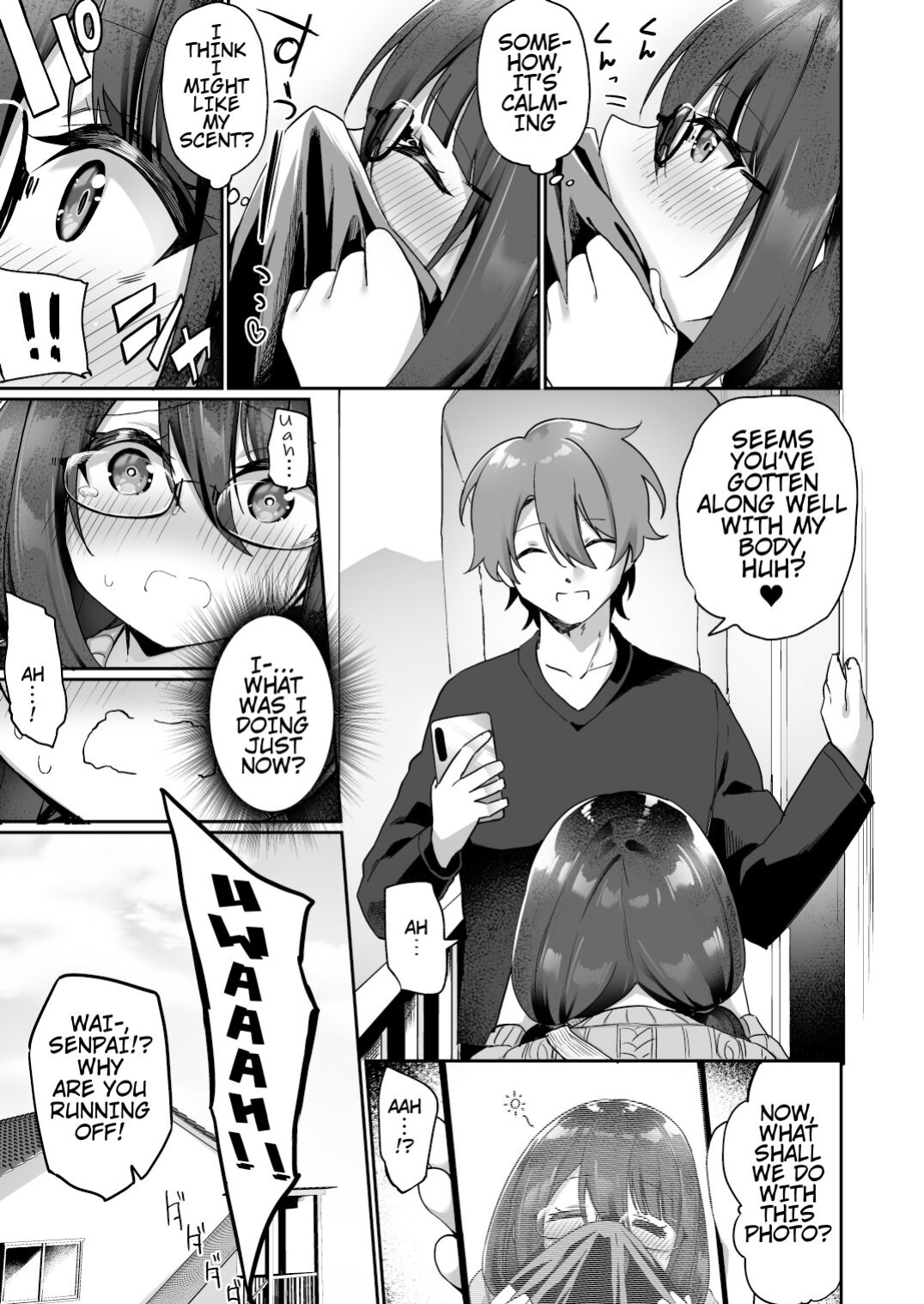 [Amuai Okashi Seisakusho (Kanmuri)] I Switched Bodies with my Large-Breasted Yandere Junior Who is Aroused Just by Hearing the Sound of My Voice! [Round Circle Translation Group]