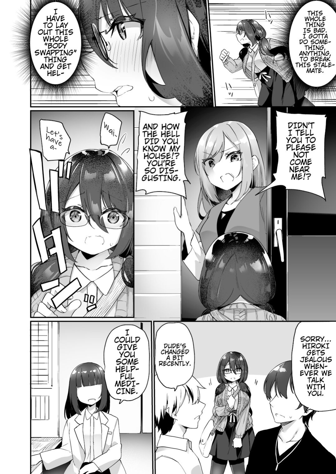 [Amuai Okashi Seisakusho (Kanmuri)] I Switched Bodies with my Large-Breasted Yandere Junior Who is Aroused Just by Hearing the Sound of My Voice! [Round Circle Translation Group]
