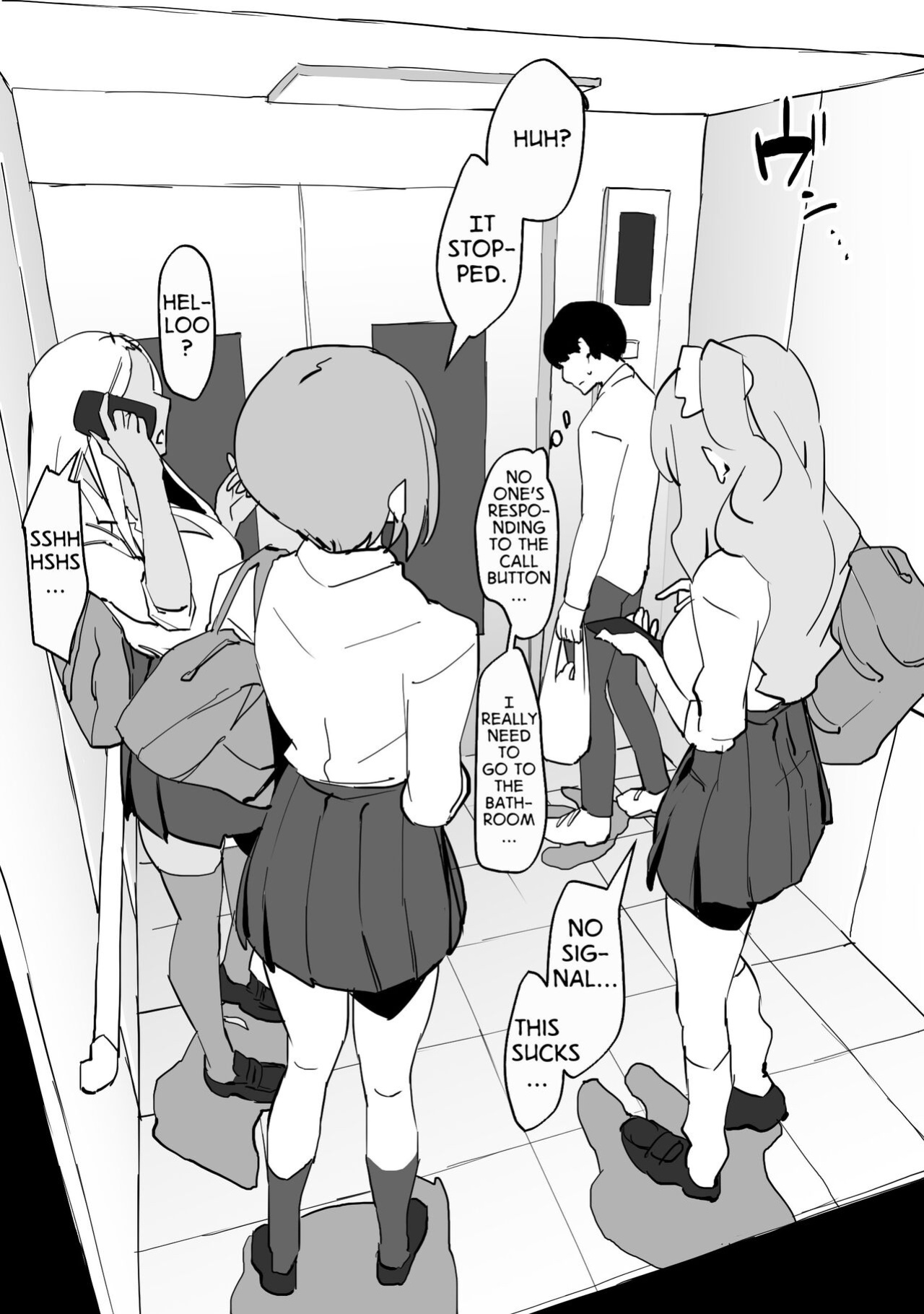 [Poriuretan] Gal to Elevator ni Tojikomerareta | Trapped in an Elevator With a Bunch of Gals