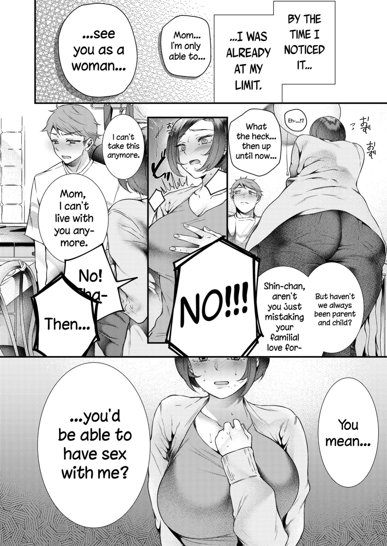 [Shinsen Shiboritate Nama Gyuunyuu (Shiawase na Choushoku.)] Okaa-san, Kono Kankei Ja Irarenai | Mom, We Can't Keep Going Like This