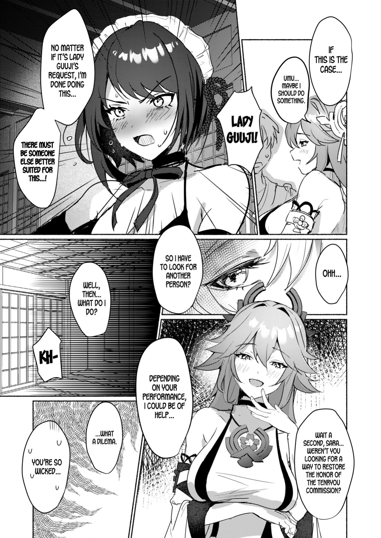 [Yabatani Land (Homina Mia)] Inazuma Da-Maid Chaya ~Itsumo yori Ecchi na Kibun no Maid-san to Cosplay Ecchi~ | Inazuma Clumsy Maid Chaya ~Cosplay Sex With The Unusually Horny Maids~ (Genshin Impact) [LunaticSeibah]
