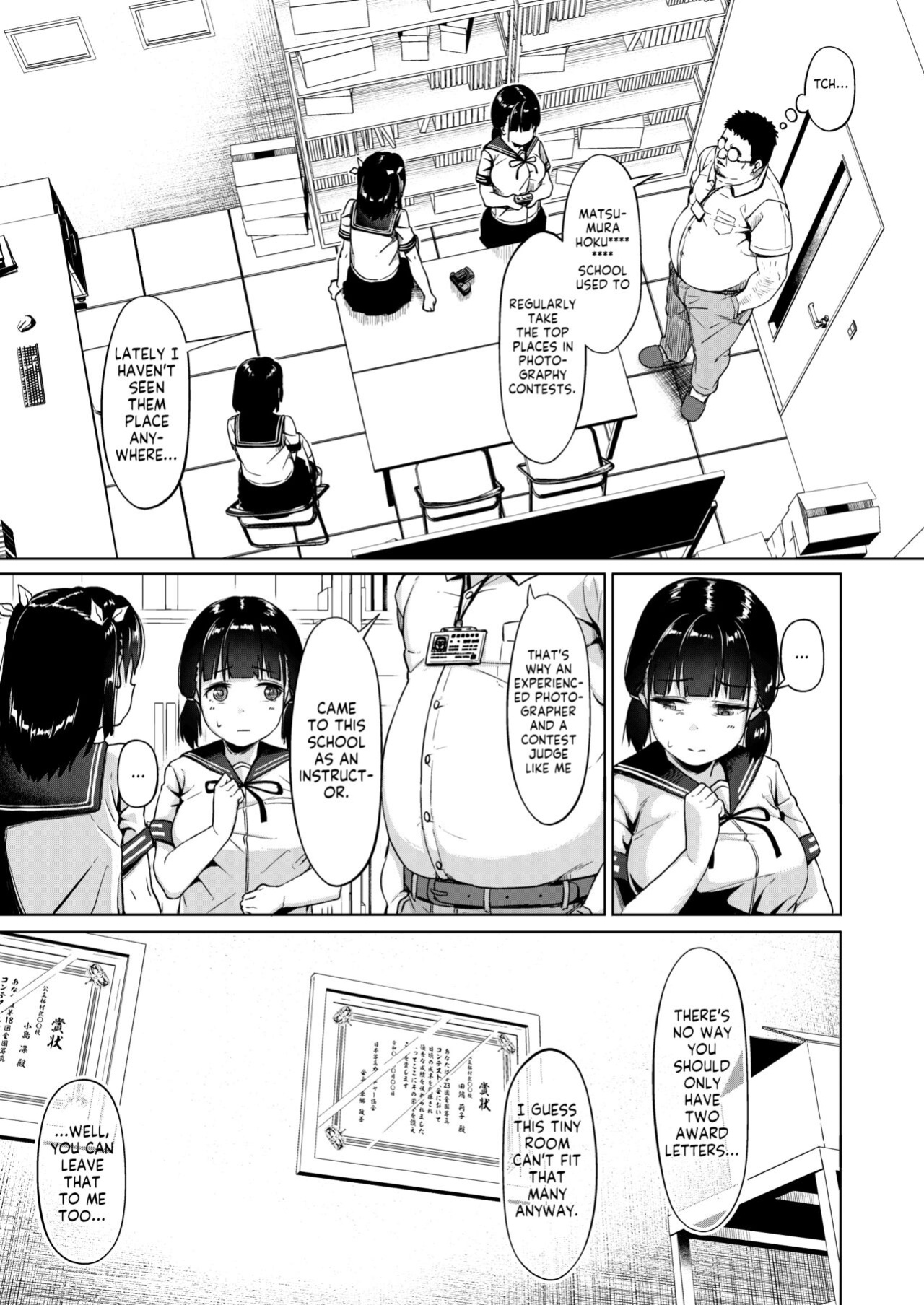 [Circle Mizusane (Mizusane)] Joshi Shashin-bu to Oji-san Shidouin ~Kuimono ni Sareta Akogare~ [Komori Translations]