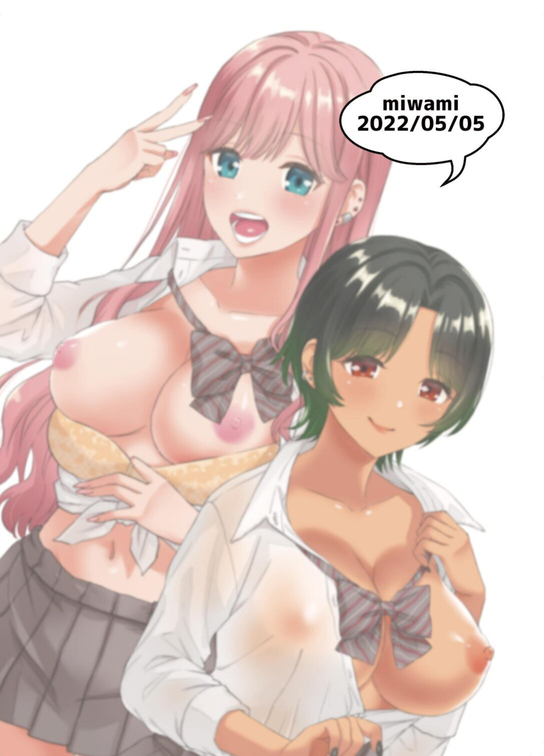 [Miwami (Ono Hiroki)] Gal ni Houkago Oppai Sawatte ku? te Sasowareru Hanashi | That Time Gyarus Asked Me to Grope their Tits After Class [head empty]