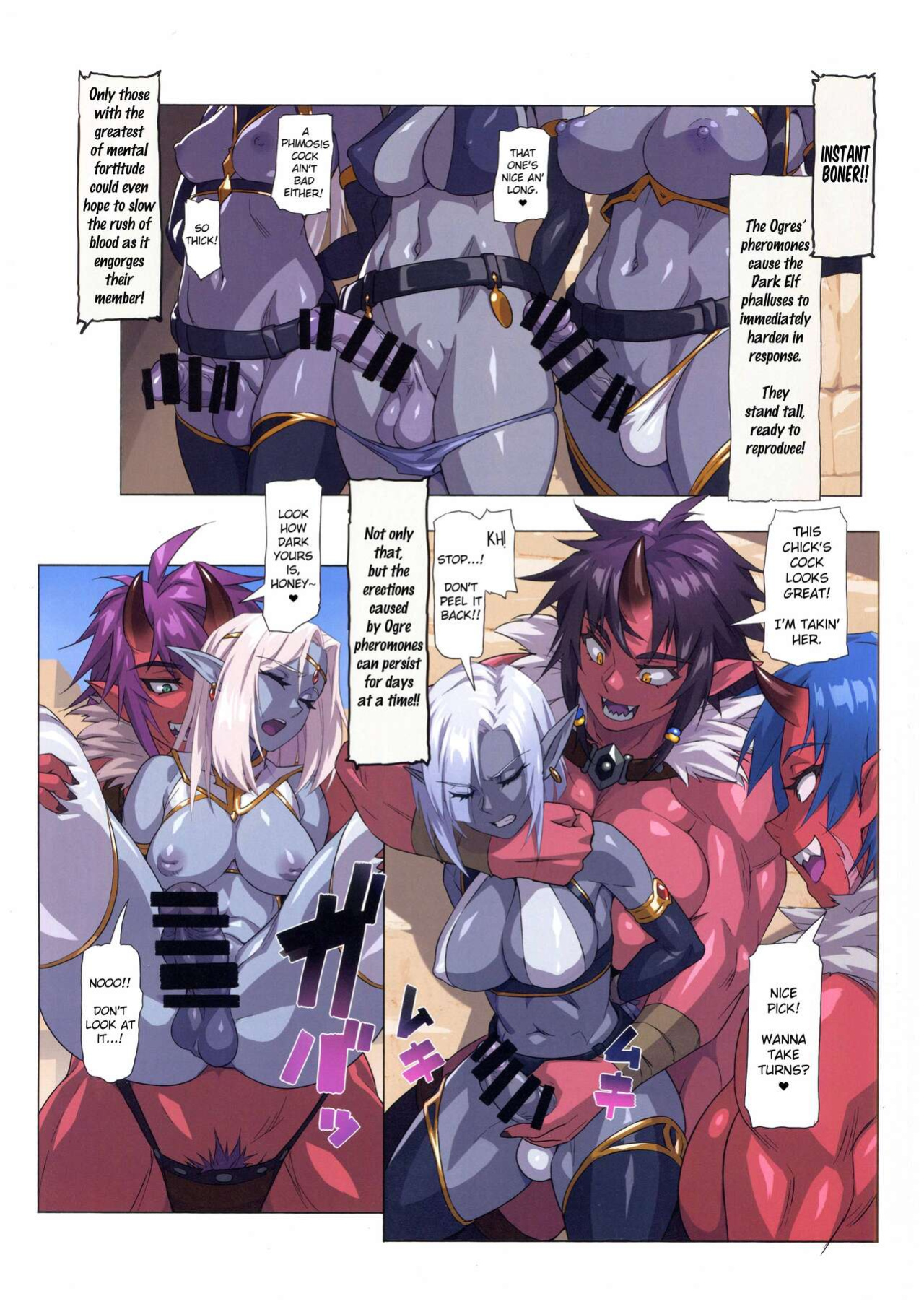 (C100) [M-ya (Mikoyan)] Ogre tai Dark Elf Ogre Hanshoku Dai Sakusen | Ogre Vs Dark Elf - Ogre Mating Season