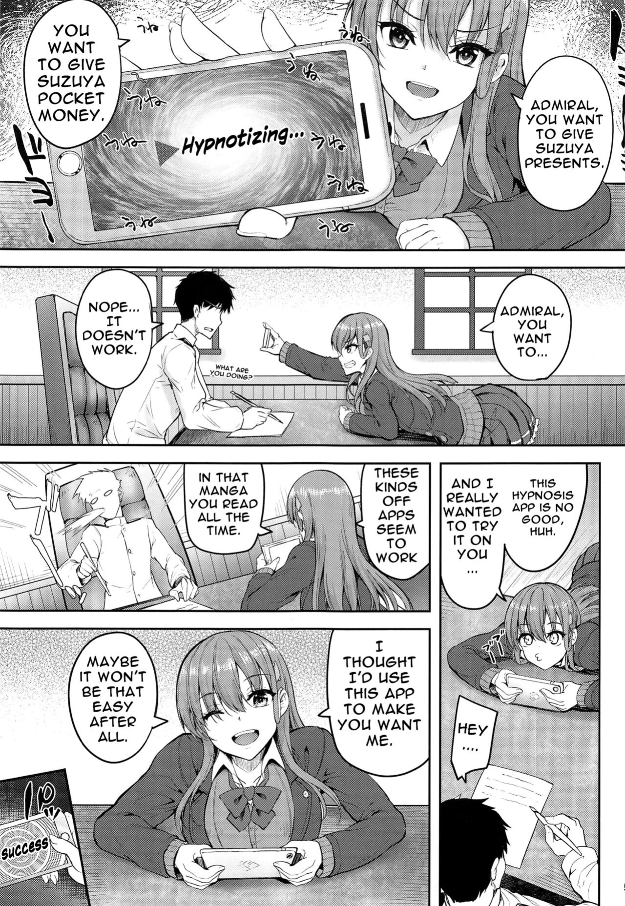 (C99) [Mugen@WORKS (Akiduki Akina)] Suzuya to Ayashii Saimin Appli | Suzuya And The Suspicious Hypno App (Kantai Collection -KanColle-)