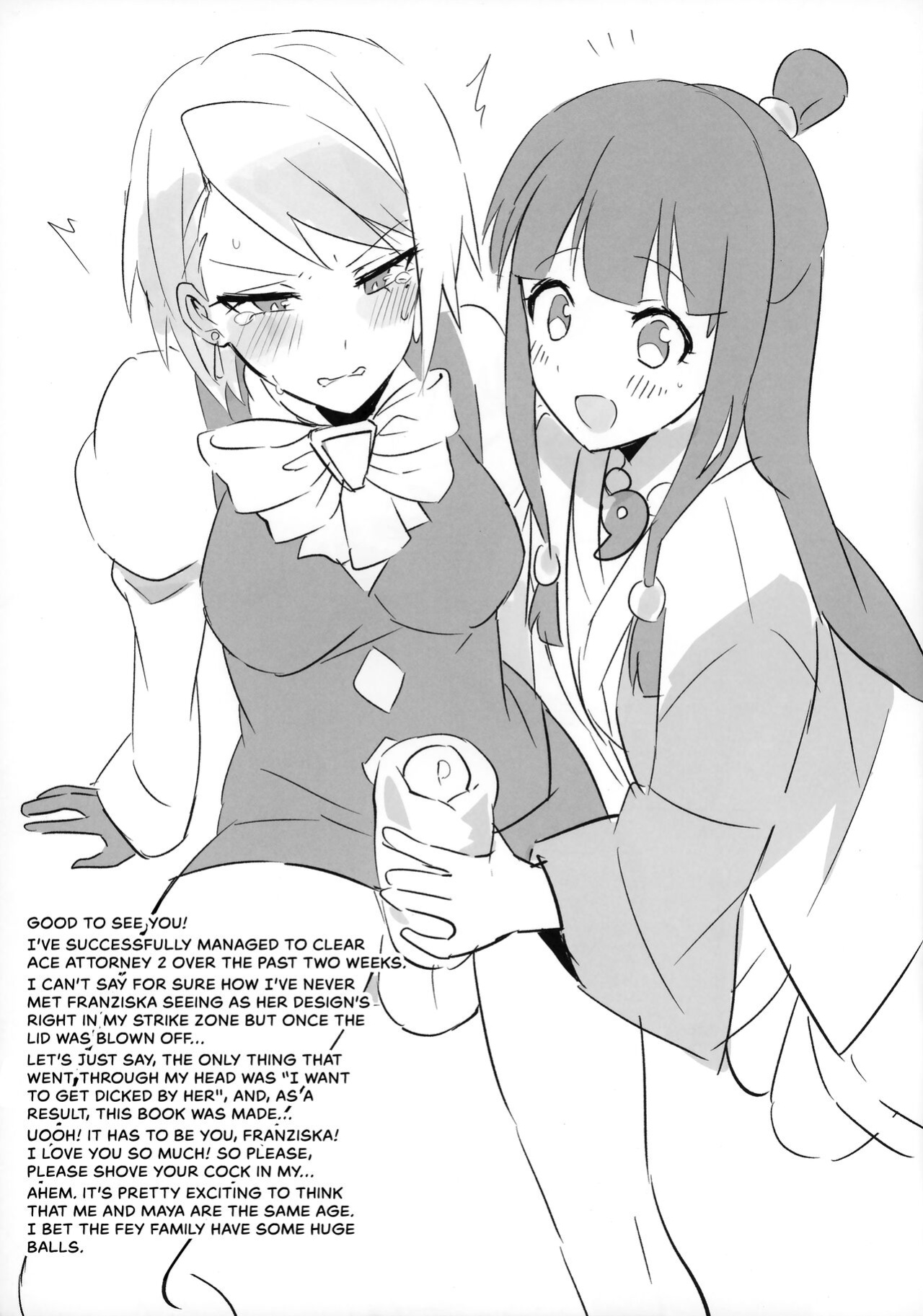 (C99) [Messzylinder (Yuma)] Futanari Mei-Chan Ni Horaretai Hitomuke Hon | A Book For People Wanting to be Dicked Down by a Futanari Franziska (Ace Attorney) [head empty]