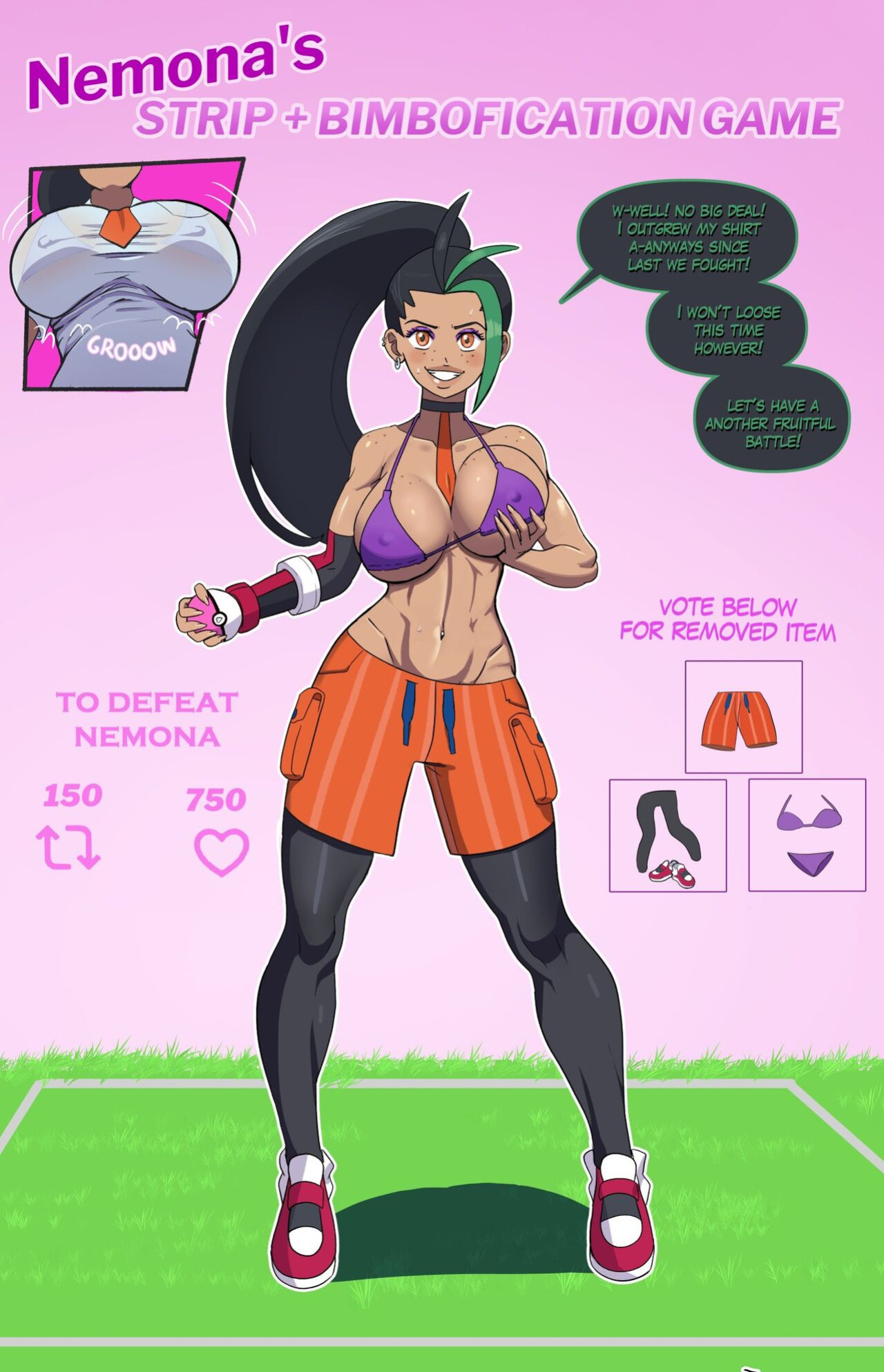 Annon: Nemona’s strip+bimbofication game
