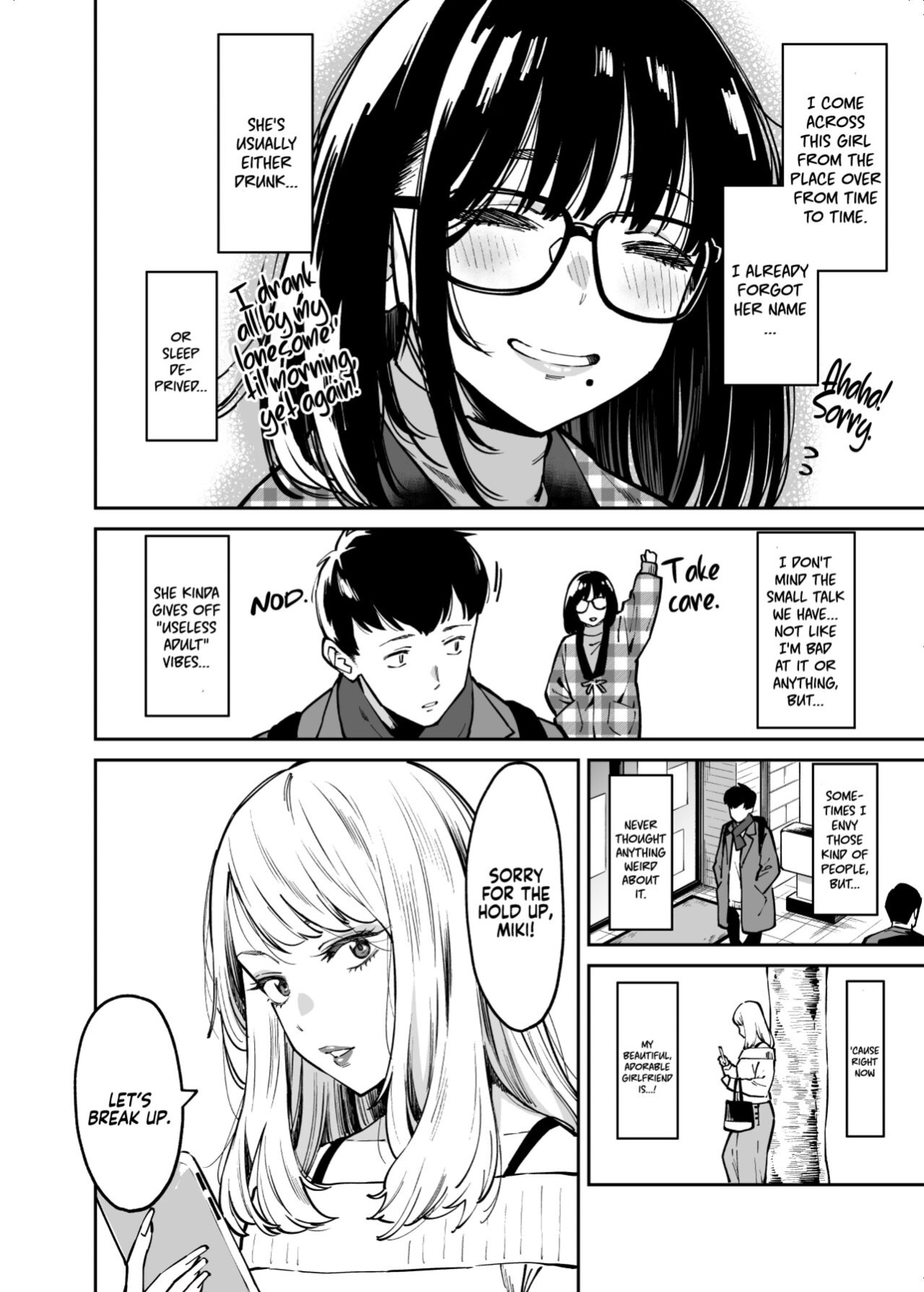 [Uchuusen Shoujigou (Shouji Nigou)] Otonari no Darashina Onee-san ni Nagusamerareru Hanashi | Comforted by the Sloppy Girl Next Door [Coffedrug]