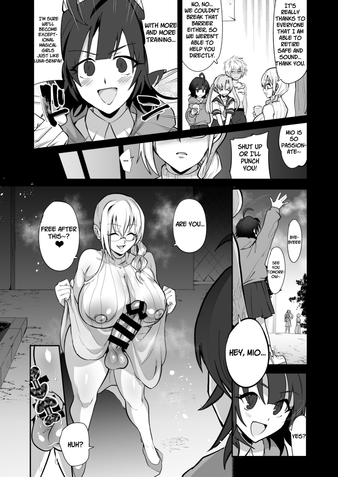 [Muchuu Yakou (Kuromori Yaga)] Mahou Shoujo vs Futanari Sentouin Shimai | Magic Girl vs. Futanari Combatant Sisters [racoonball]