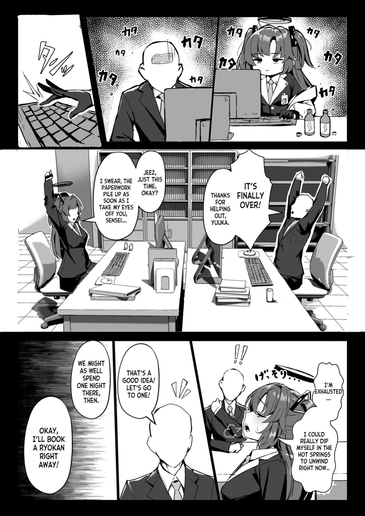 [Hoyhoy Colo] Seminar Kaikei wa Ecchi ga Shitai. Onsen Hen Zenpen - The accountant at seminar wants to have sex. (Blue Archive) [desudesu]