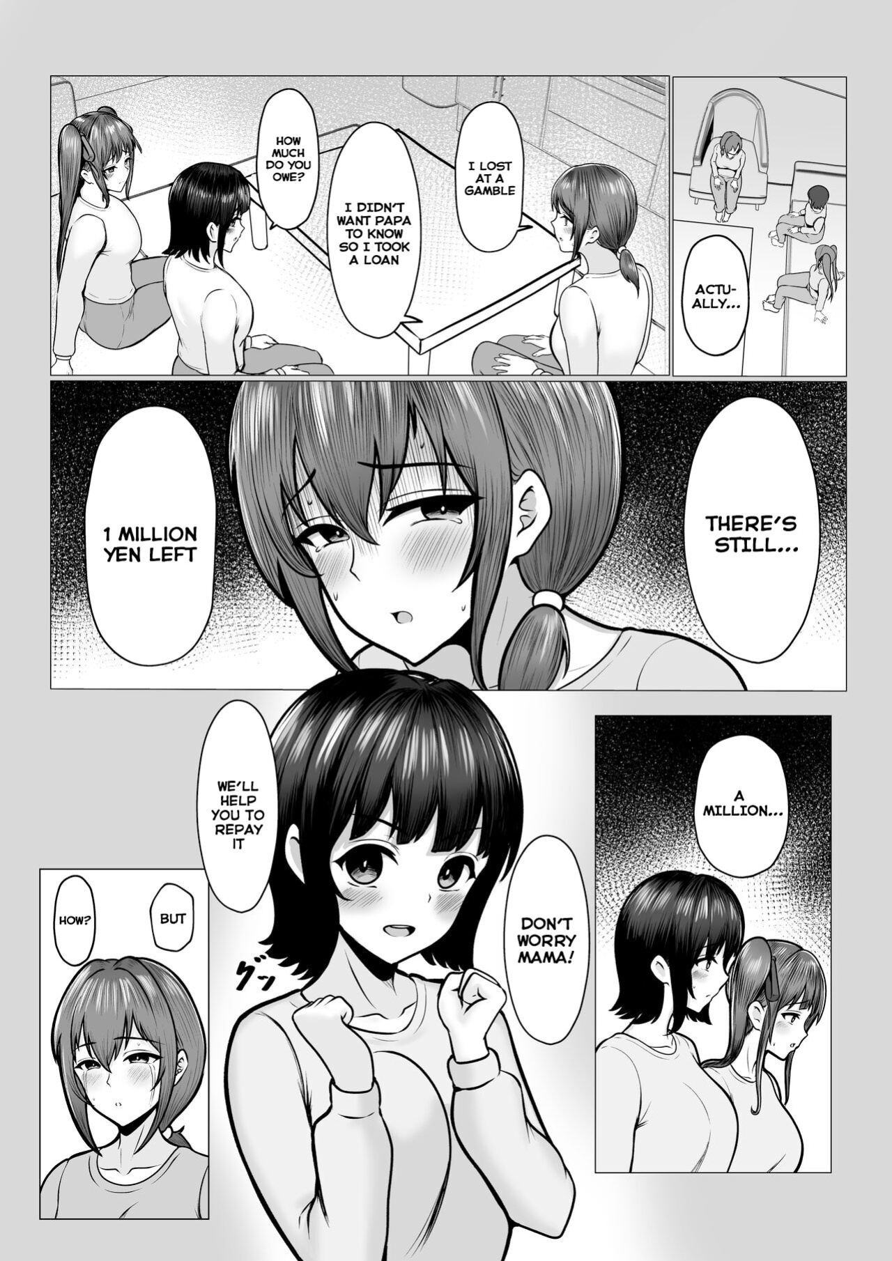 [Nekomimi to Kuro Mask (cielo)] Watashi-tachi JK Shimai wa Mama to Issho ni Papakatsu Shitemasu [Tomoshibi] [SquigglesJP]