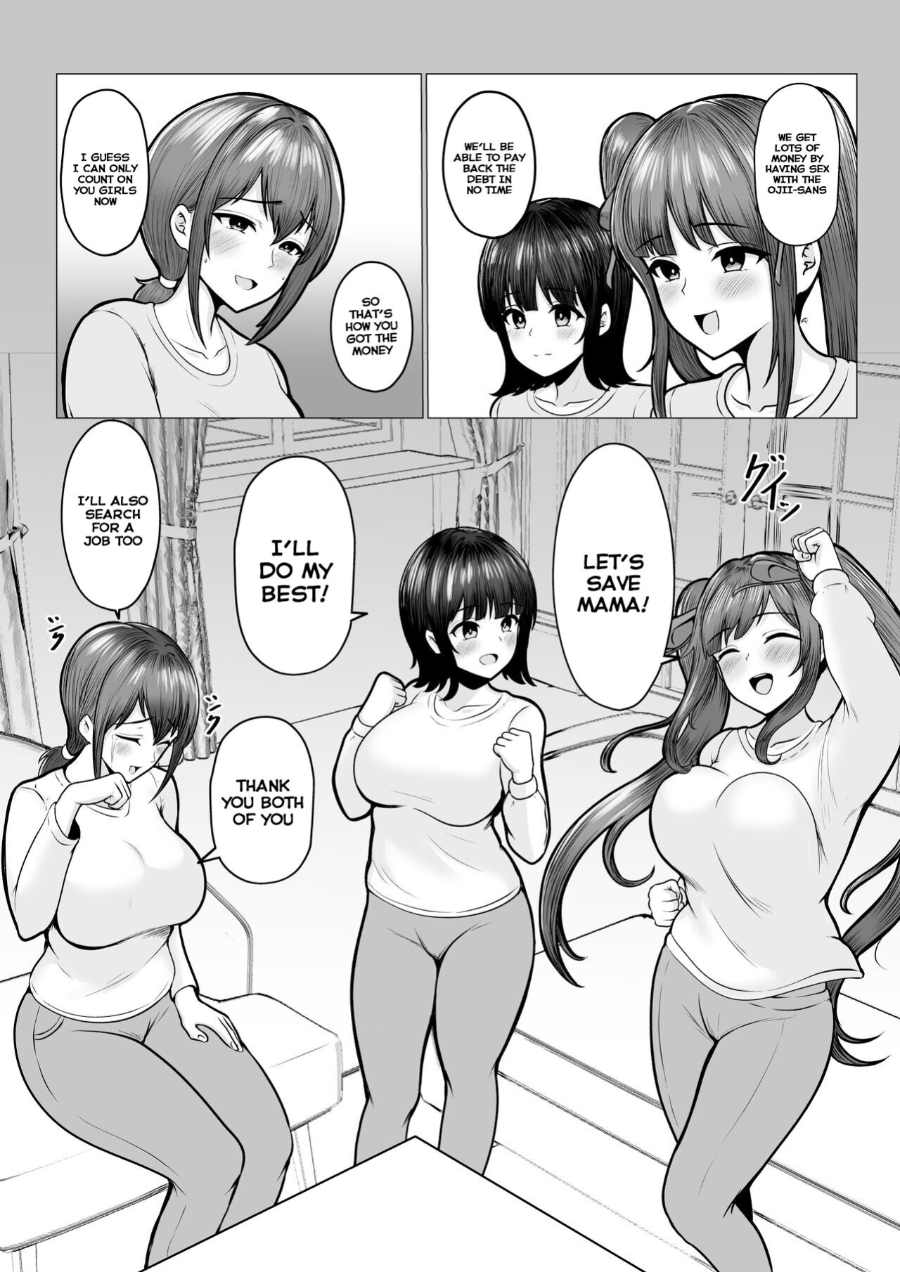 [Nekomimi to Kuro Mask (cielo)] Watashi-tachi JK Shimai wa Mama to Issho ni Papakatsu Shitemasu [Tomoshibi] [SquigglesJP]