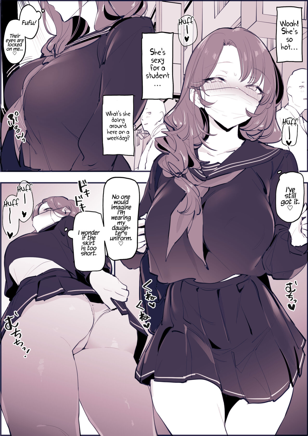 [Poriuretan] Musume no Seifuku de Sotodashi, Doukyuusei ni Mitsukaru Hitozuma | A Wife Who Wore Her Daughter's Uniform Out Was Found by Her Daughter's Classmate [Coffedrug]
