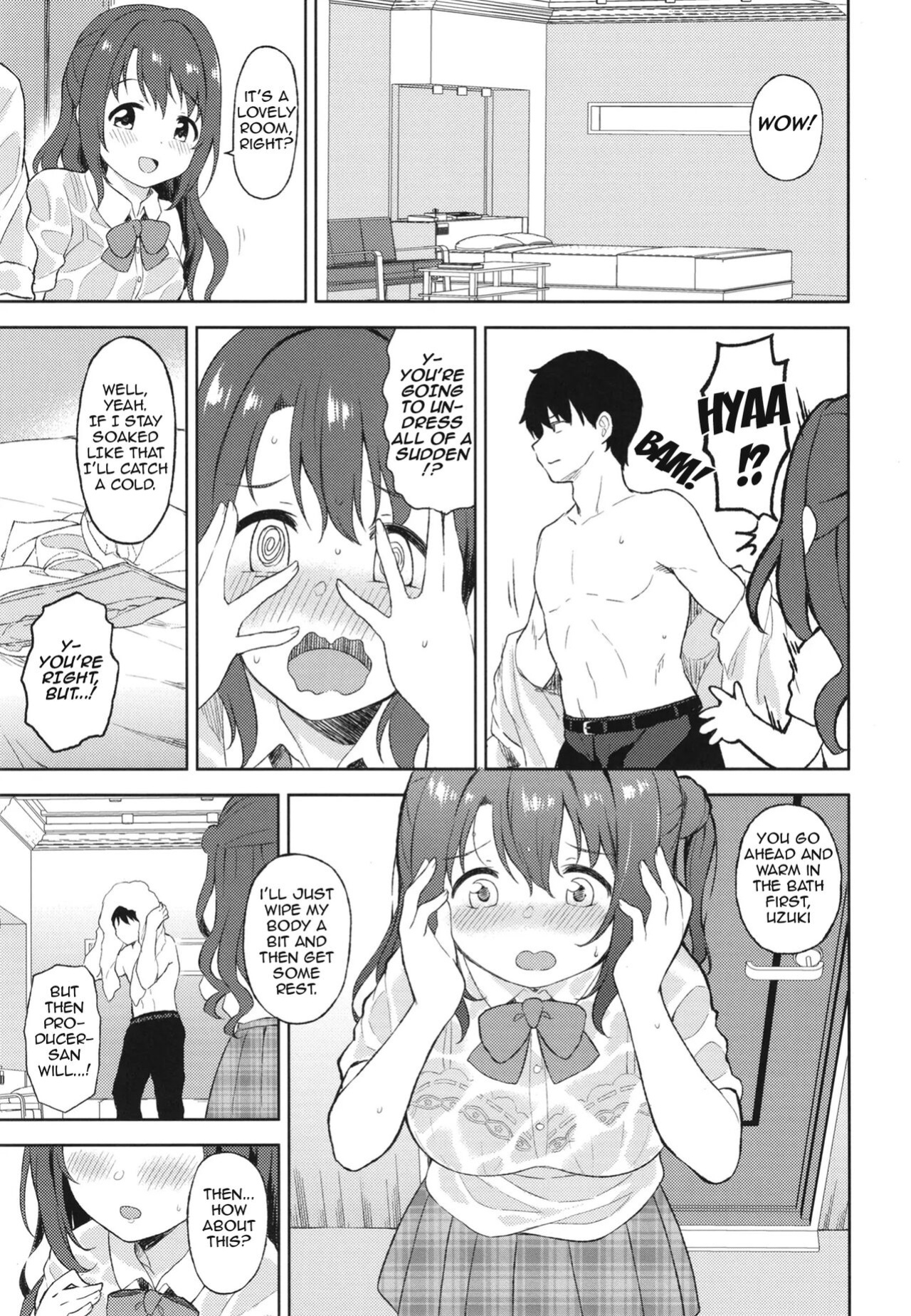 (C100) [UTATANEYASHIKI (Decosuke)] Uzuki to LoveHo de Amayadori | Hiding from the rain in a love hotel with Uzuki (THE IDOLM@STER CINDERELLA GIRLS)