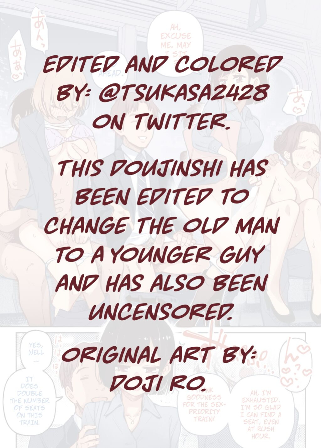[Doji Ro] Sex Yuusen Sharyou | The Sex-Priority Train [Edited] [uncensored]
