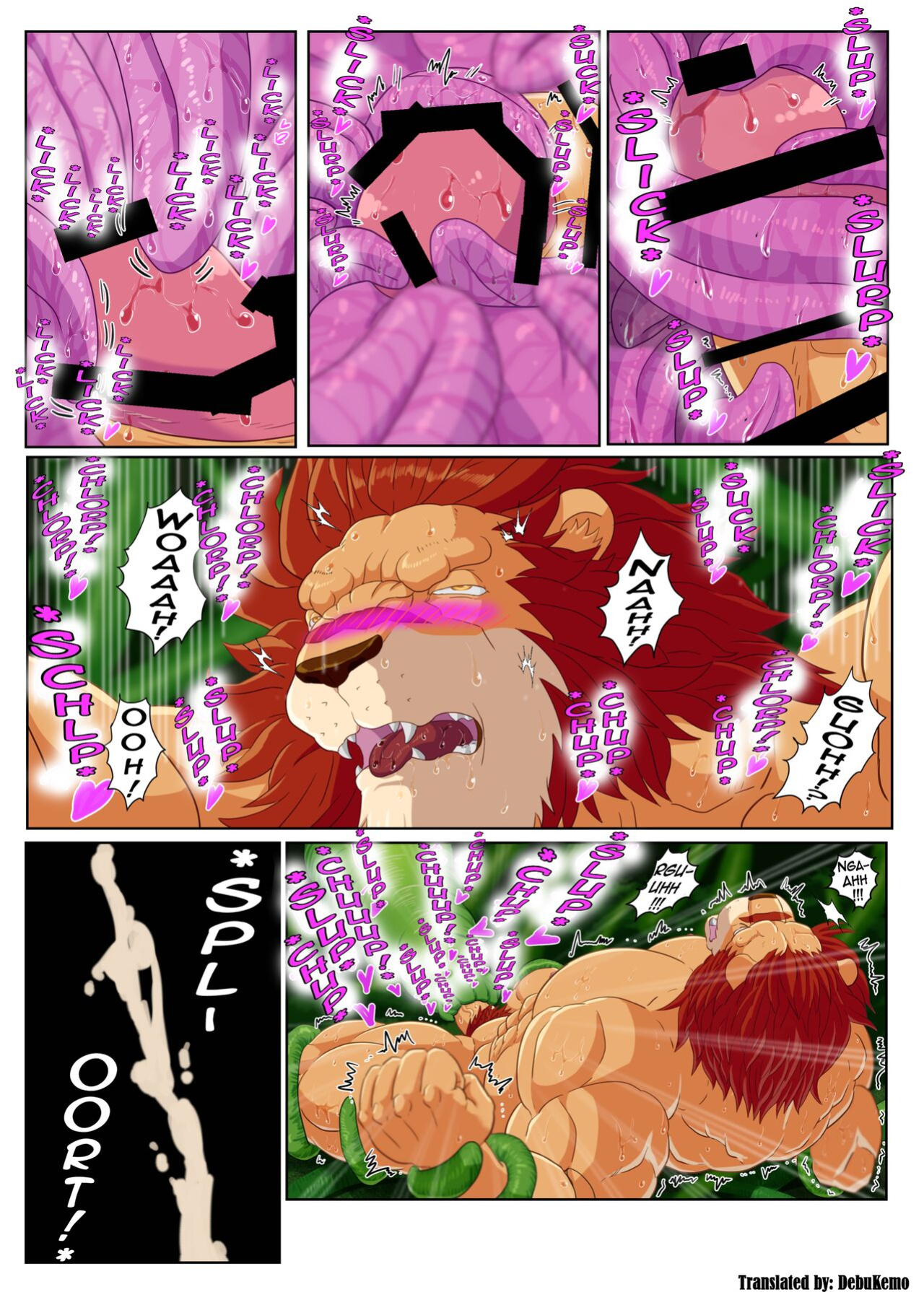 [Kuroneko to Taijutei (Tamineko)] Leo Kokuou no Shasei Kikou ~ Hajimari no Shasei to Kasshoku no Ou no Seitan | King Leo's Ejaculation Journey ~ First Ejaculation and Birth of the Dark King (Warzard) [DebuKemo]