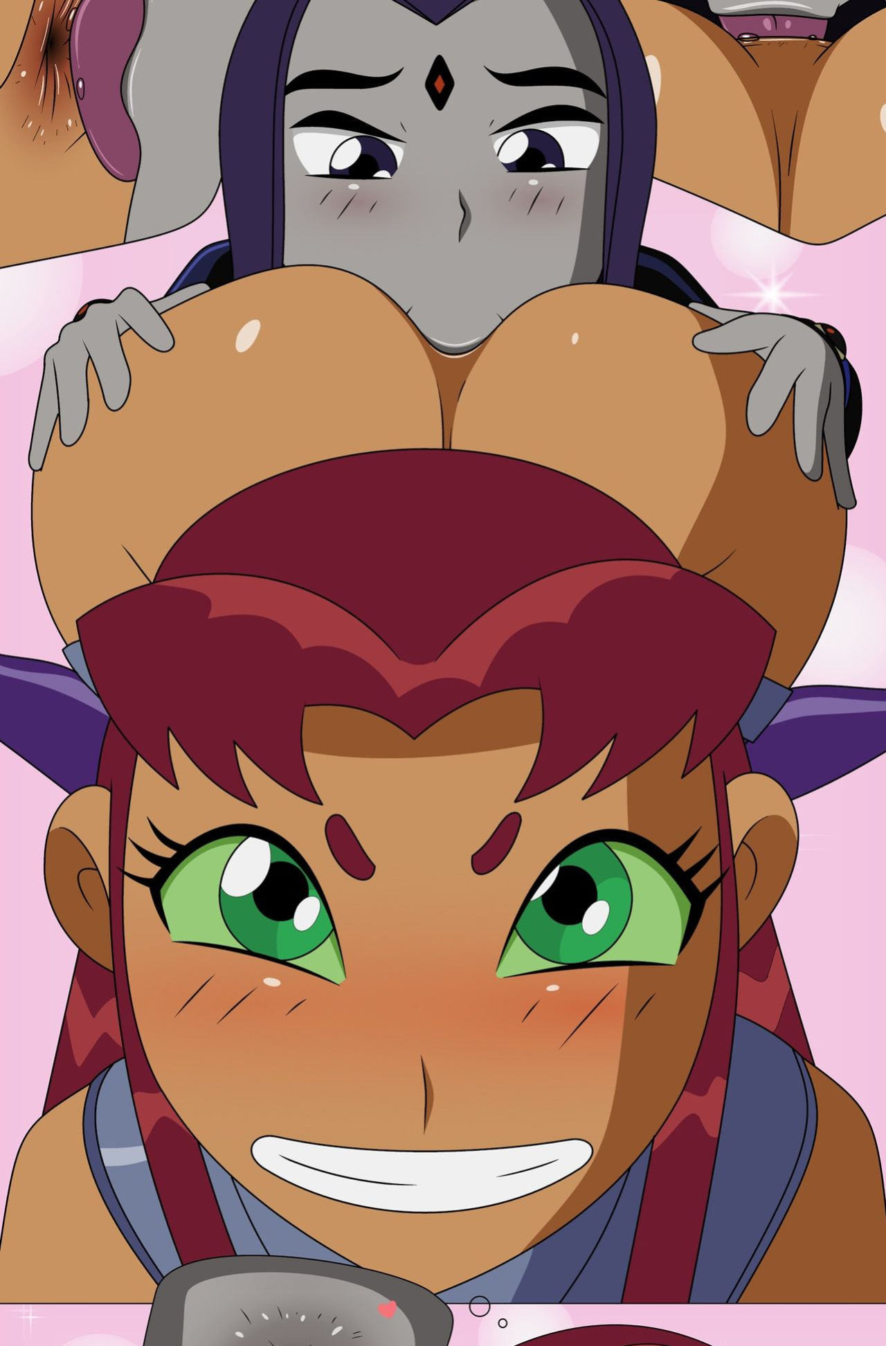 As Punishment For Her Sins, Raven Must Have Sex With Starfire And Blackfire
