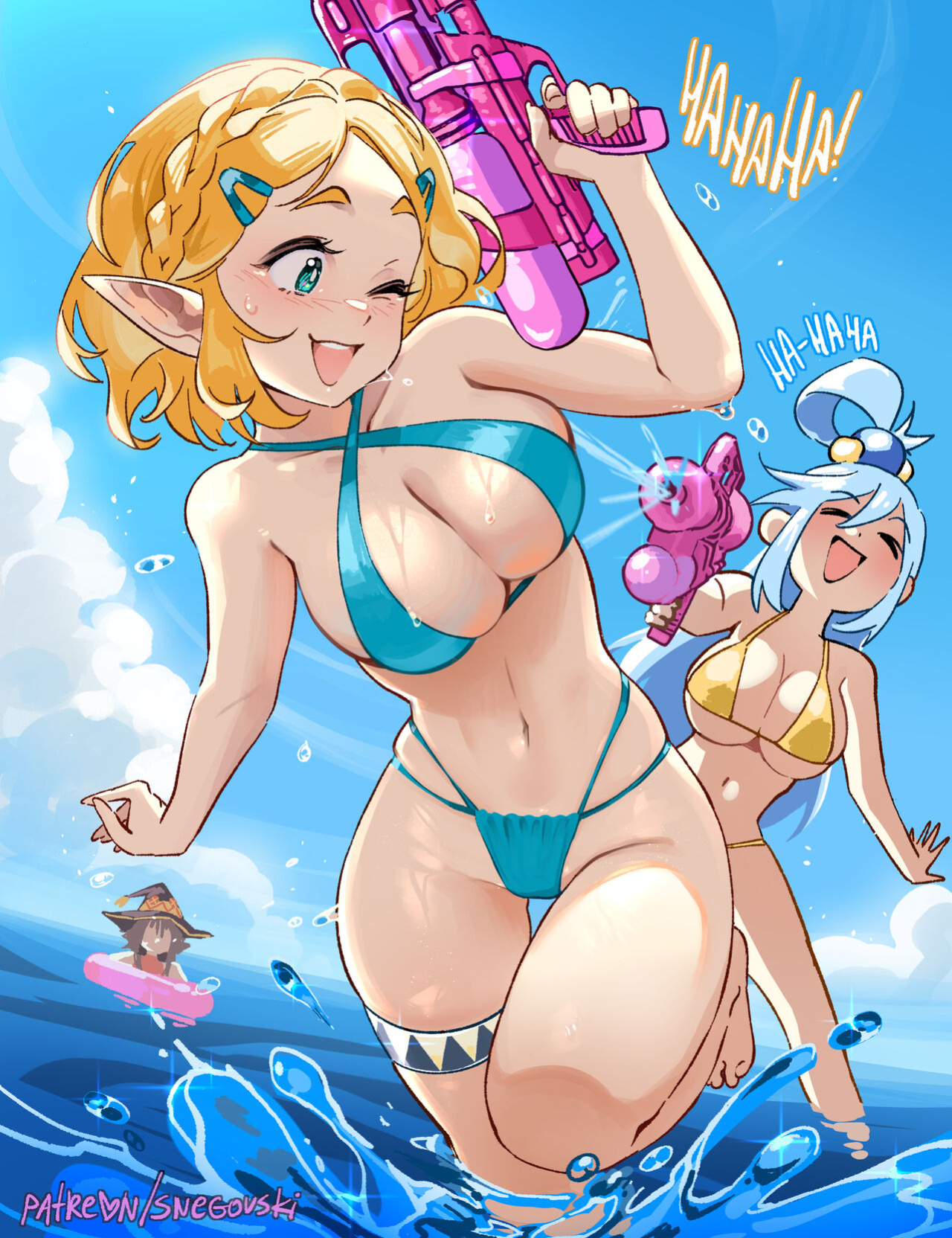 [Snegovski] ZeldaSuba????Beach episode (Breath of the Wild, KonoSuba)