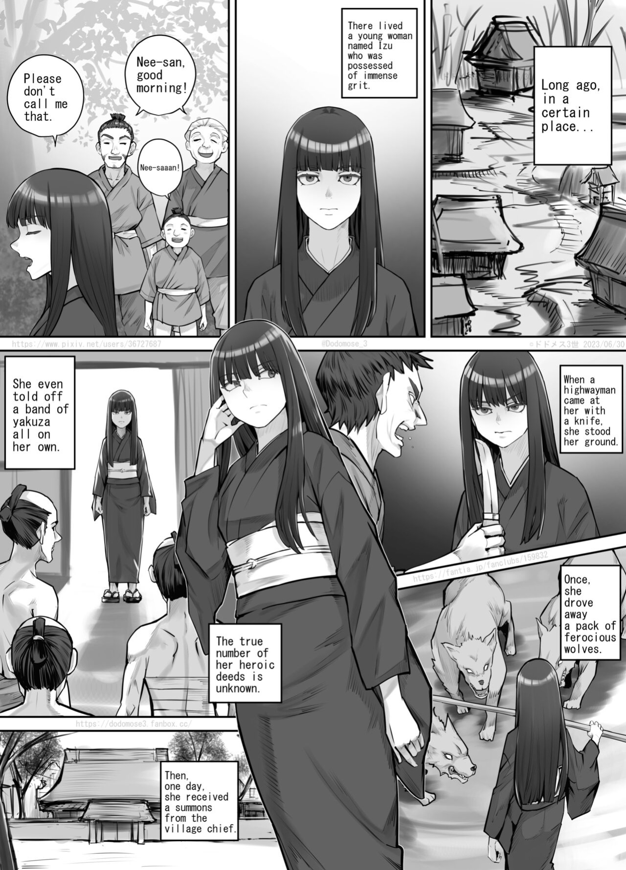 [DODOMESU3SEI] 前髪ぱっつん黒髪ロングの女の子が妖怪を退治するお話 （English Version）