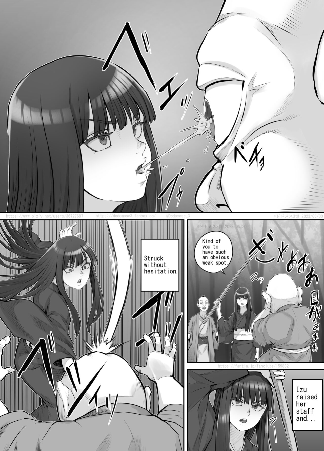 [DODOMESU3SEI] 前髪ぱっつん黒髪ロングの女の子が妖怪を退治するお話 （English Version）