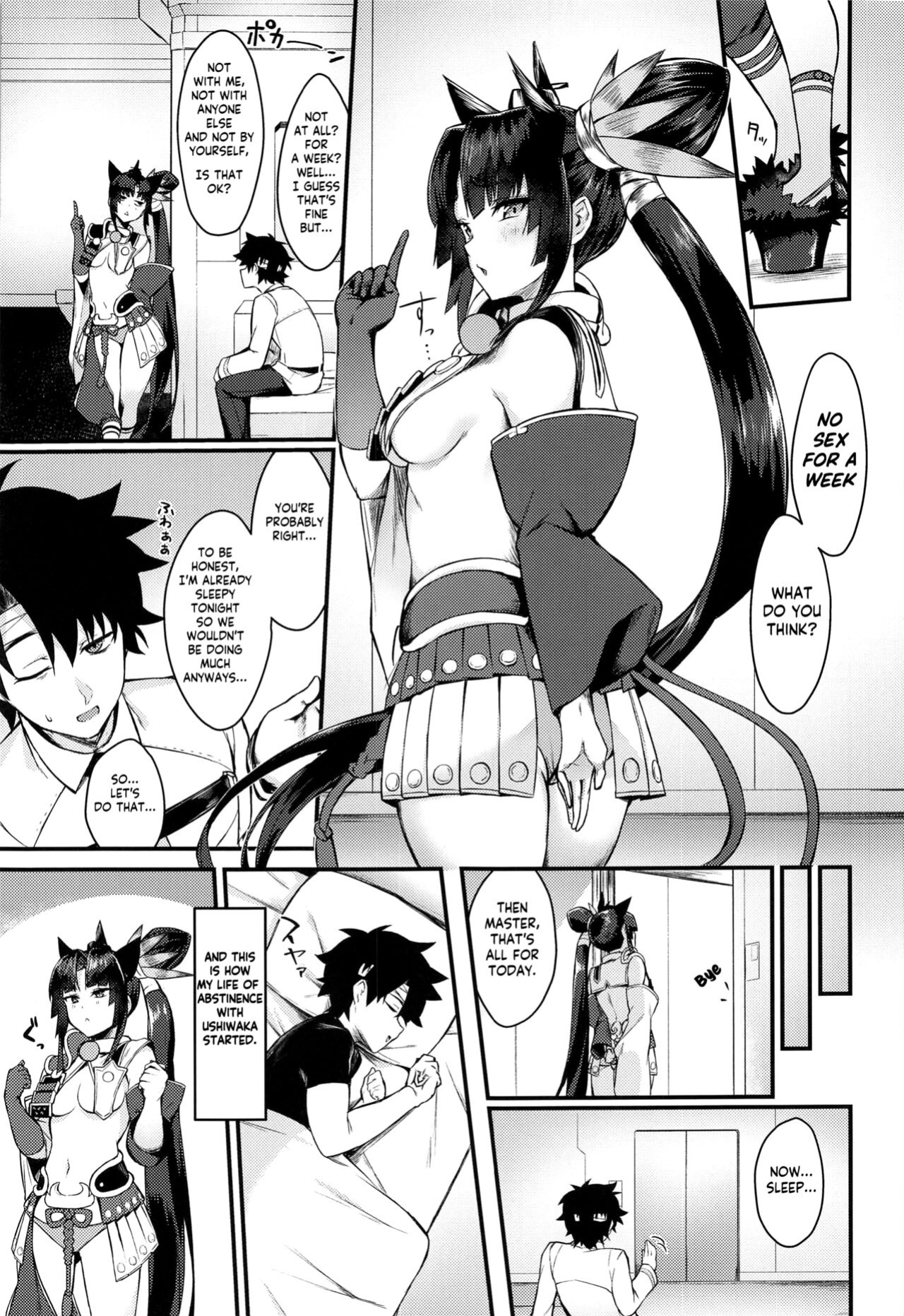 (C100) [Ayashii Bochi (PINTA)] Ushiwakamaru to Kinyoku Seikatsu | Ushiwakamaru without SEX (Fate/Grand Order) [KM_42]