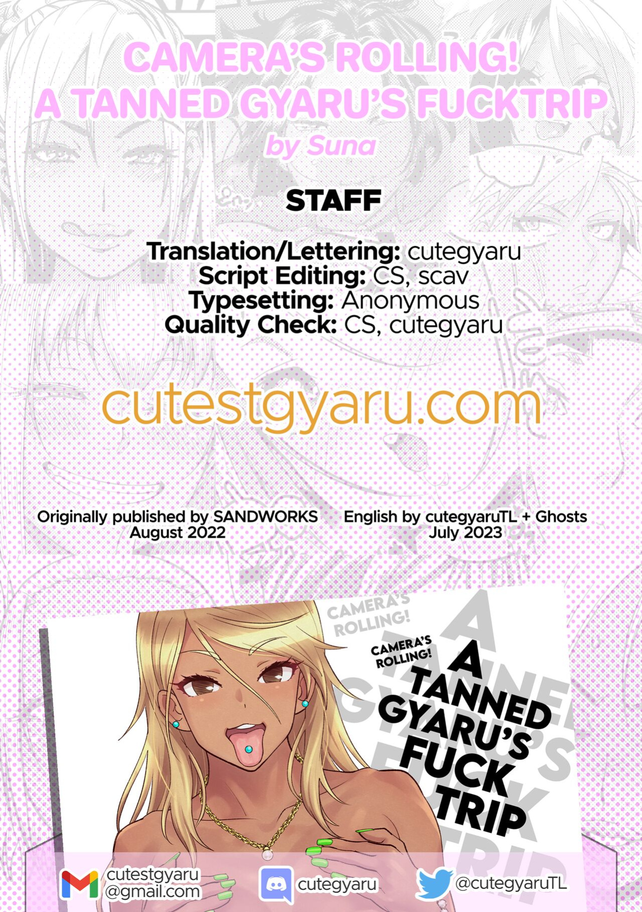 [SANDWORKS (Suna)] Kuro Gal Hamedori Ryokou | Camera's Rolling! A Tanned Gyaru's Fucktrip (THE iDOLM@STER: Shiny Colors) [cutegyaruTL + Ghosts]
