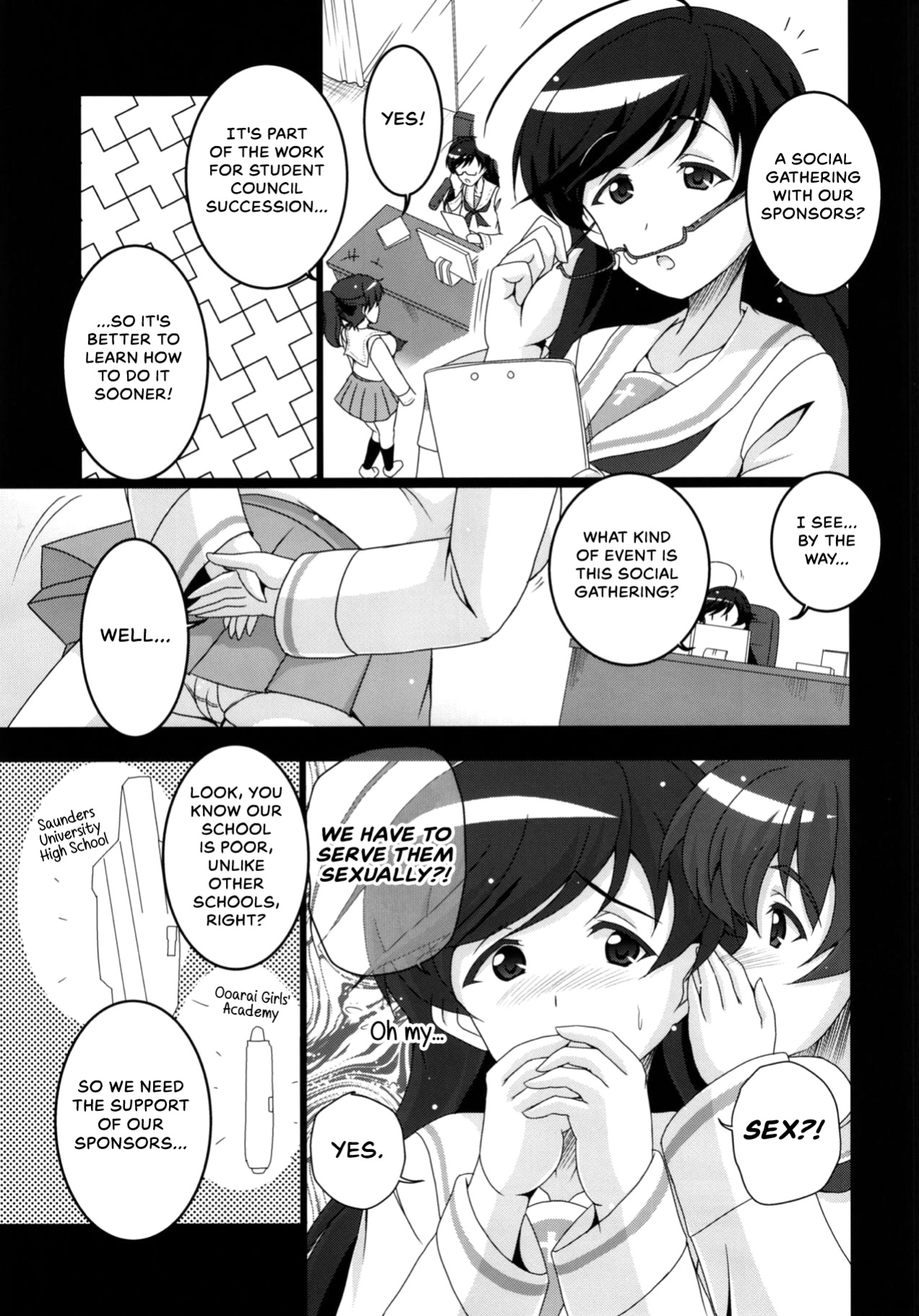 [Kitagawajima (Yohinori)] Ooarai Joshi Seitokai Hikitsugi Sagyou no Ikkan desu! (Girls und Panzer) {Hennojin}