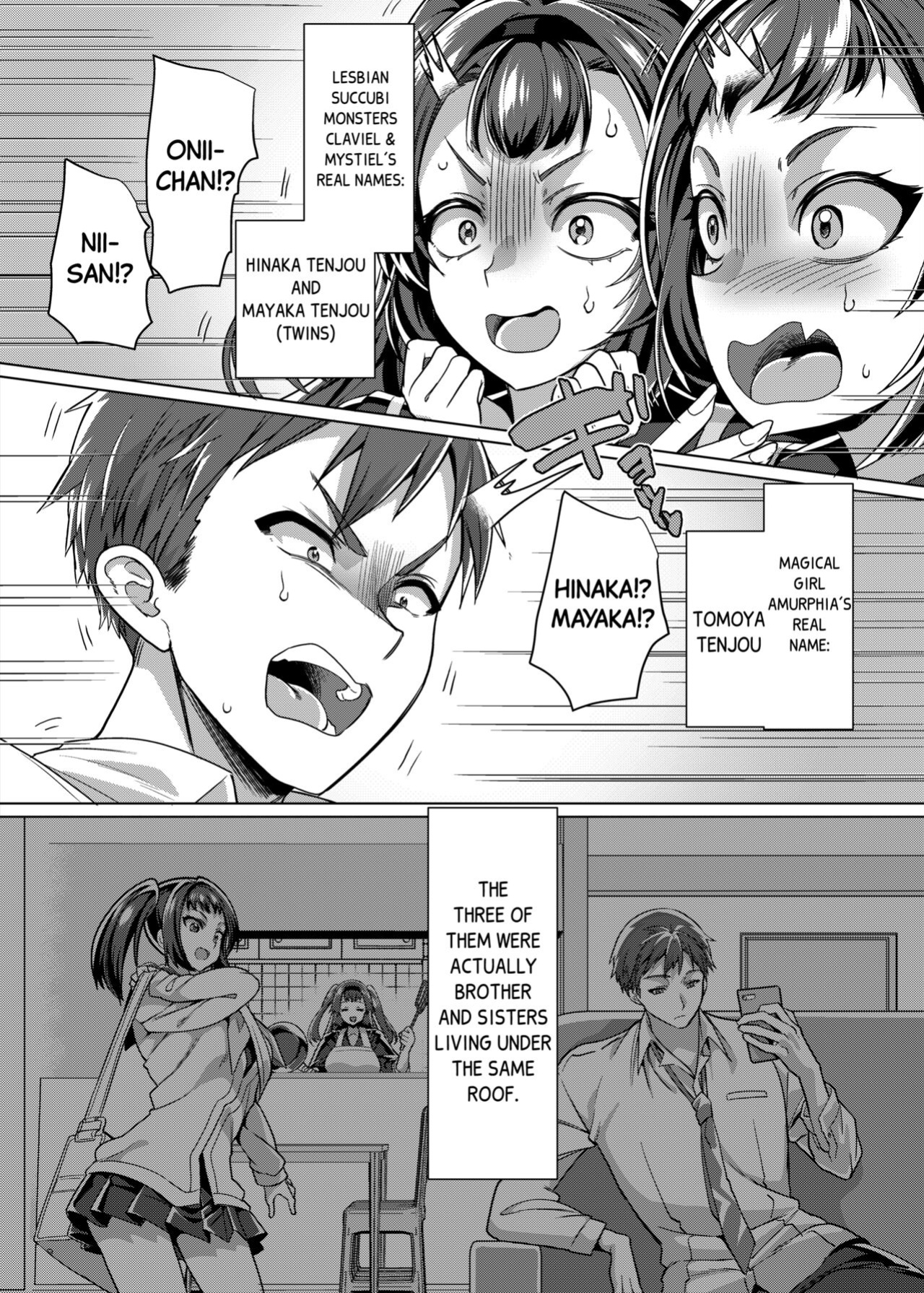 [Hawk Bit (Kouji)] Ani (Mahou Shoujo) vs Imouto (Les Succubus Kaijin) | Older Brother (Magical Girl) vs Little Sisters (Lesbian Succubi Monsters) [Black Grimoires]