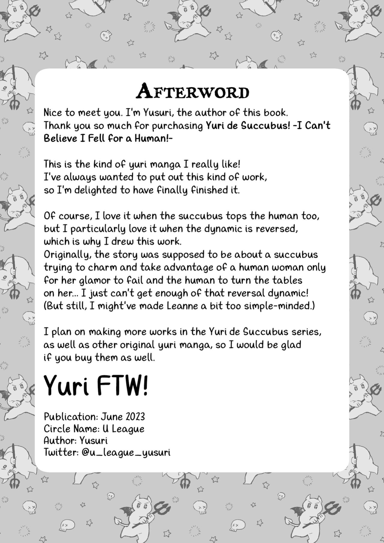 [U League (Yusuri)] Yuri de Succubus! ~Inma no Atashi ga Ningen no Onna ni Koi da Nante!~ | Yuri de Succubus Vol. 1 - I Can't Believe I Fell for a Human! [Noca Scans]