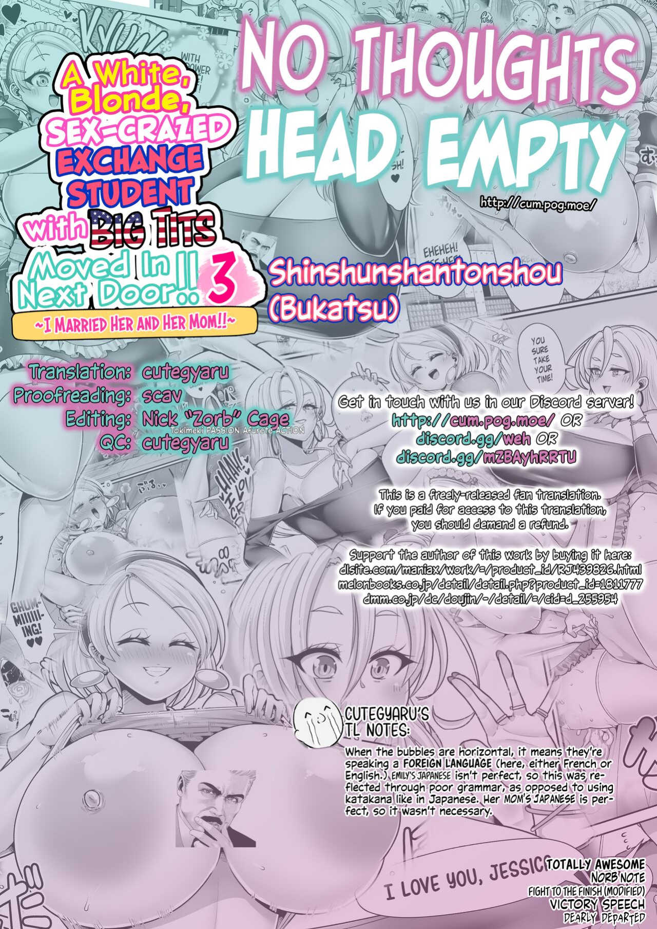 [Shinshunshantonshou (Bukatsu)] H Daisuki Kinpatsu Hakujin Bakunyuu Ryuugakusei ga Tonari no Heya ni Hikkoshite Kita!! 3 ~ Bakunyuu oyako o ore no tsuma ni shita!!~ {head empty}