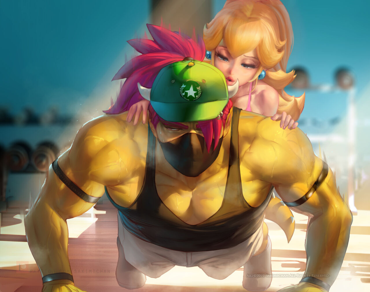 [Sakimichan] Princess Peach Gym Days (No Futa)